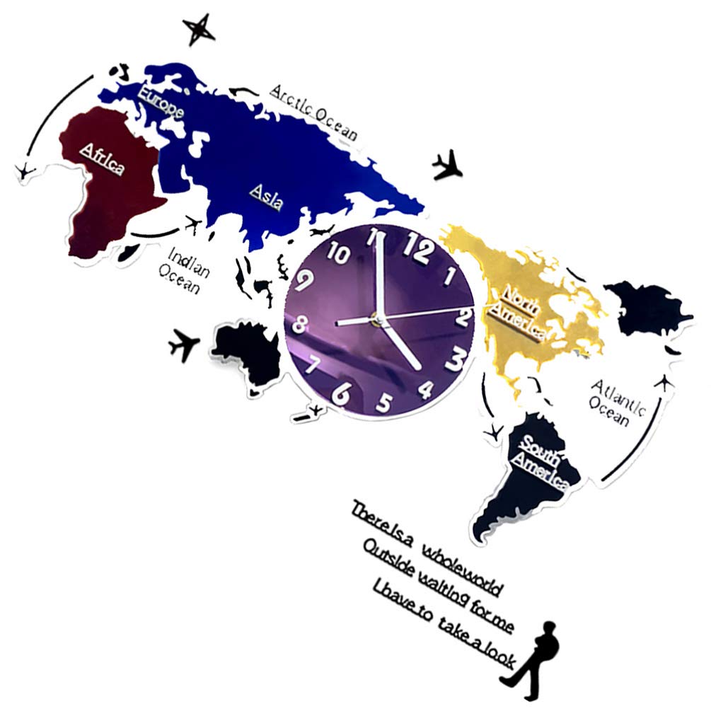 ULTNICE Large Digital Wall Clock with World Map Design - Modern Acrylic Hanging Clock for Home, Bedroom, Office Decor - Easy-to-Read Display for Living Rooms, Workspaces & Classrooms