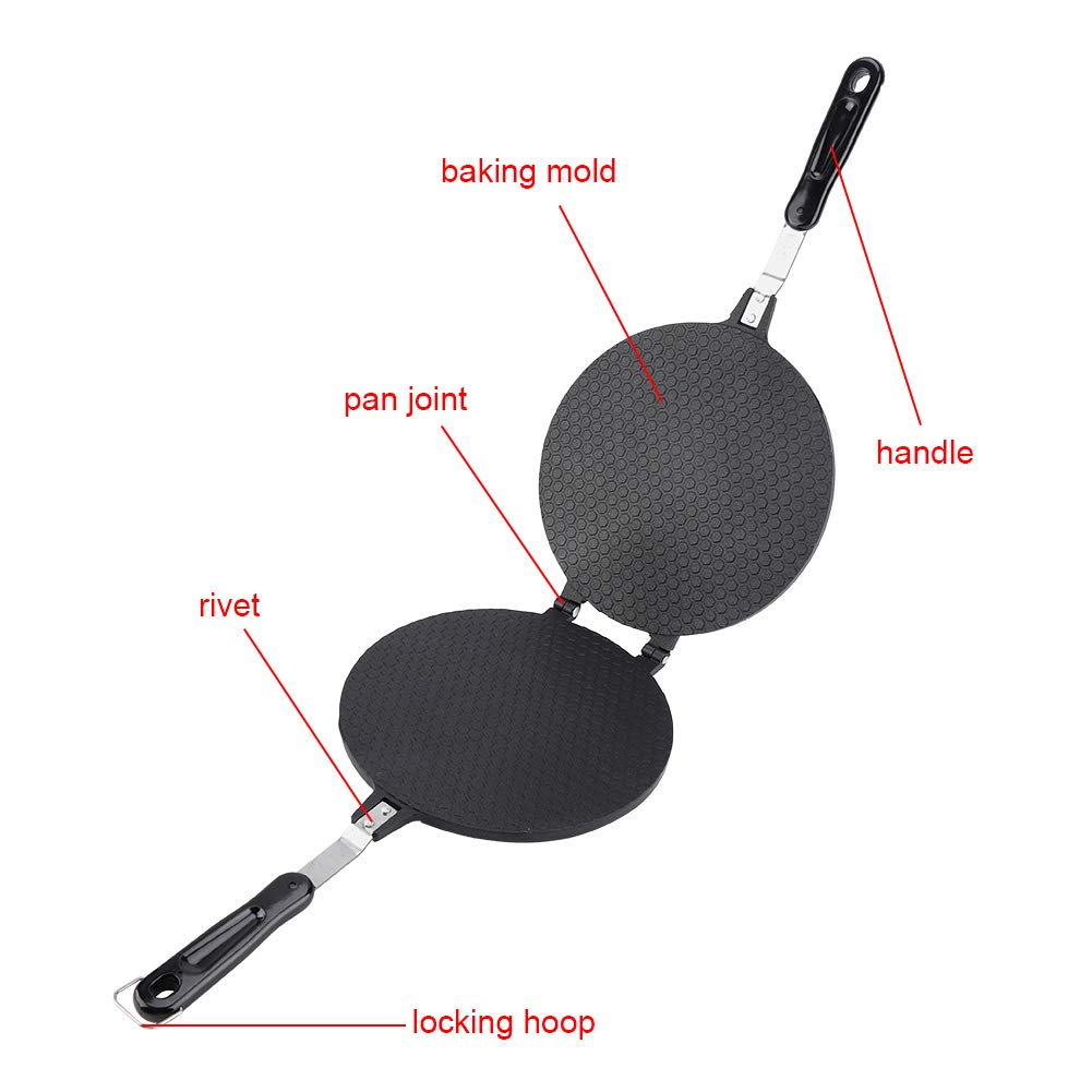 Non-Stick Waffle Cone Maker & Egg Waffle Pan - Double-Sided Pancake Baking Tool for Homemade Ice Cream Cones, Bubble Waffles & Desserts - Perfect for Home Kitchen, Parties & Cafes