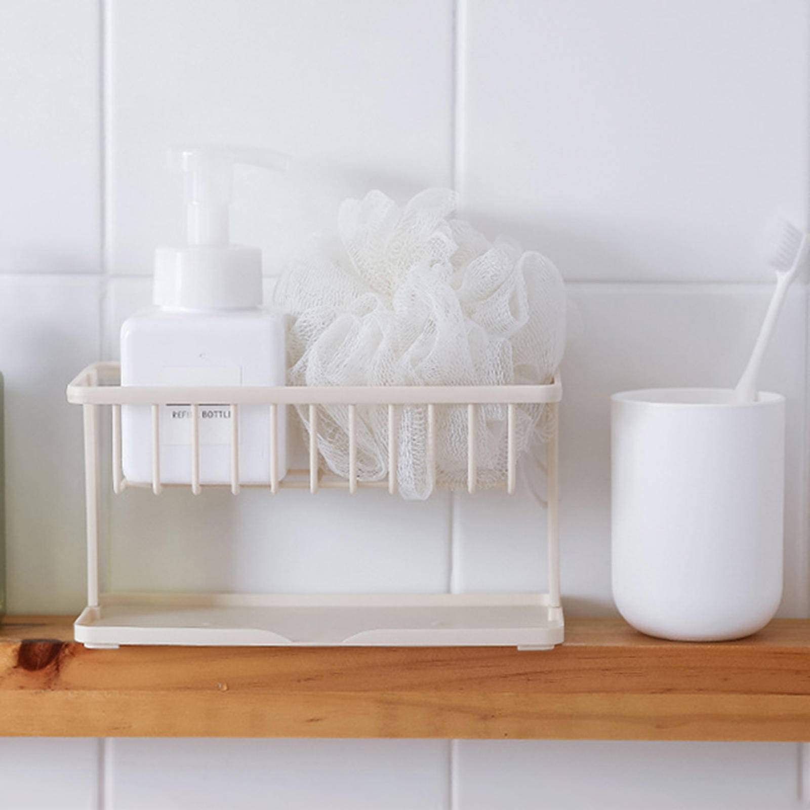 Adjustable Kitchen Sink Organizer with Dish Drainer & Soap Holder - Space Saving Countertop Storage Rack for Sponges, Towels and Utensils - Perfect for Small Kitchens, Apartments and RVs