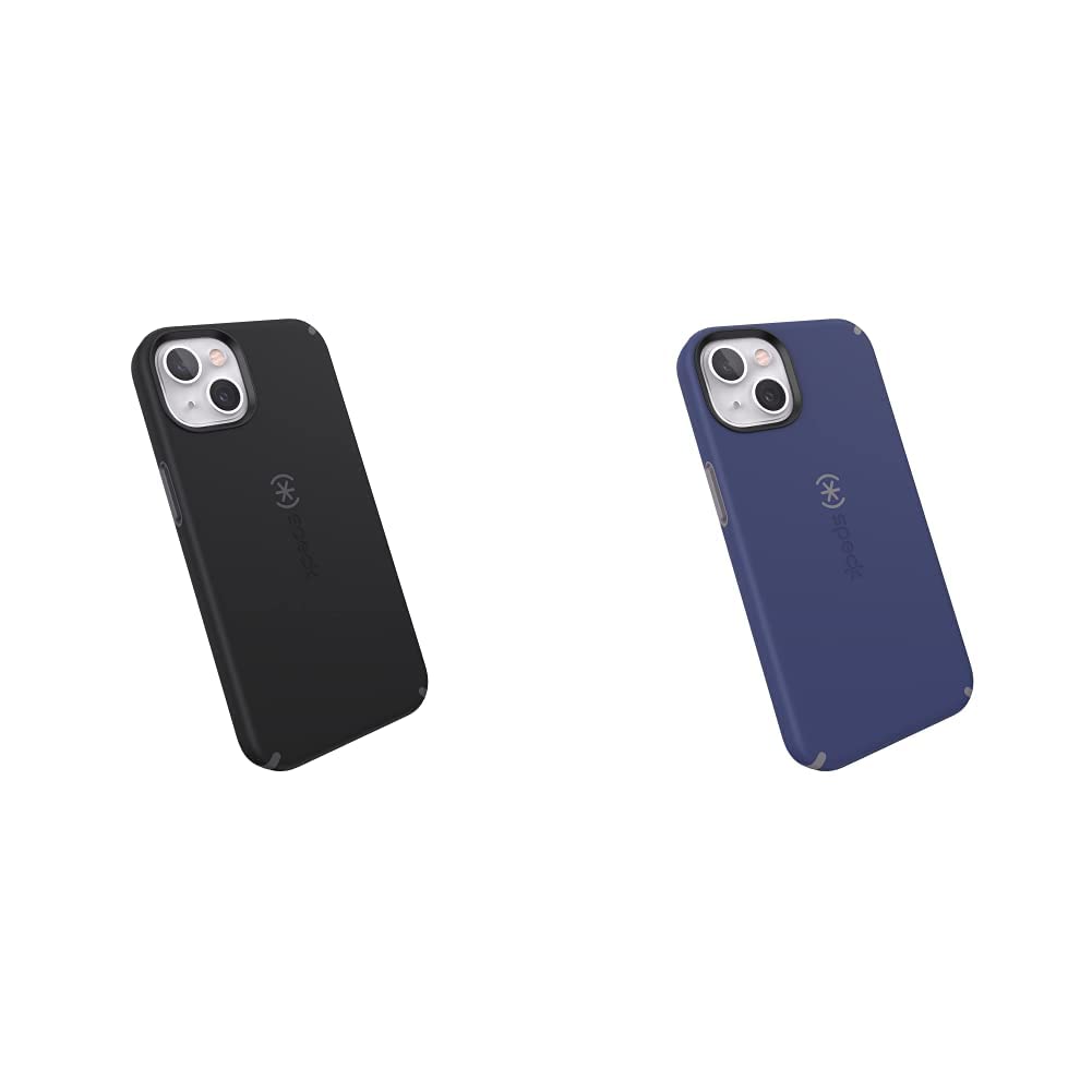 Speck CandyShell Pro iPhone 13 Case - Shockproof & Drop Protection - Black/Slate Grey & Prussian Blue/Cloudy Gray - Perfect for Work, Travel & Outdoor Activities