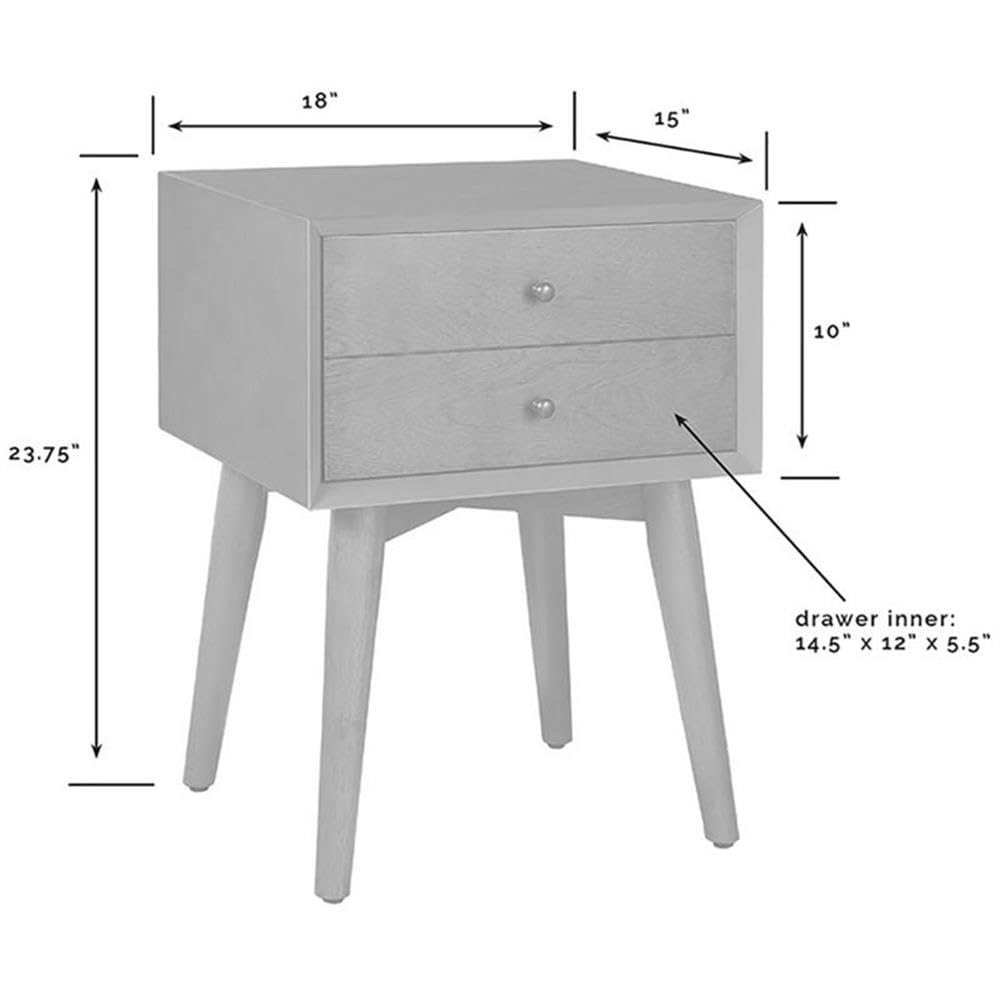 Allora 1-Drawer Mid-Century Modern Nightstand - Solid Mahogany Wood with Bronze Accents - Bedside Table for Bedroom, Living Room & Office