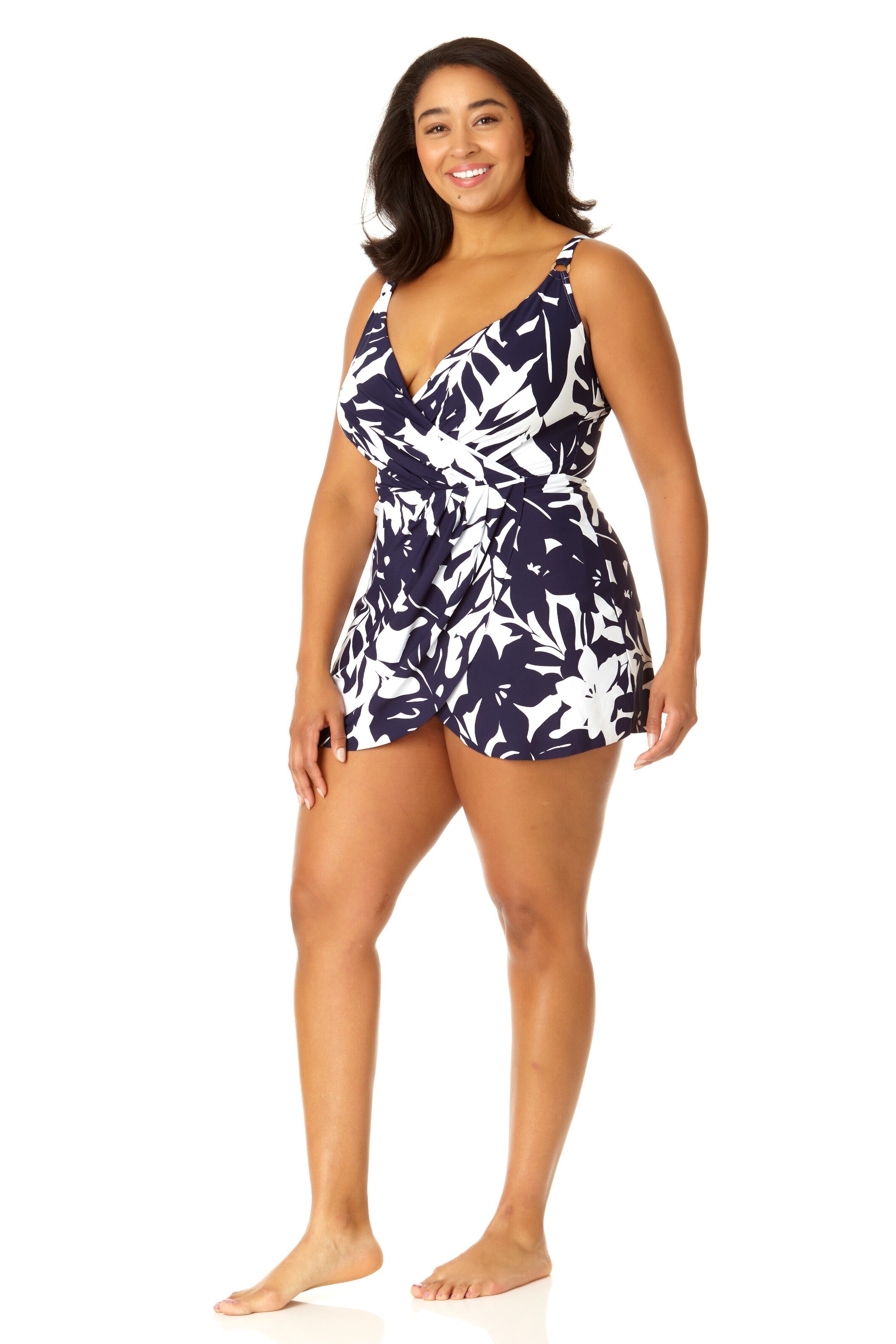 Anne Cole Plus Women's Swim Dress with Skirted Bottom - Flattering Swimwear for Women, UPF 50+ Sun Protection - Perfect for Beach Vacations, Pool Parties & Summer Getaways