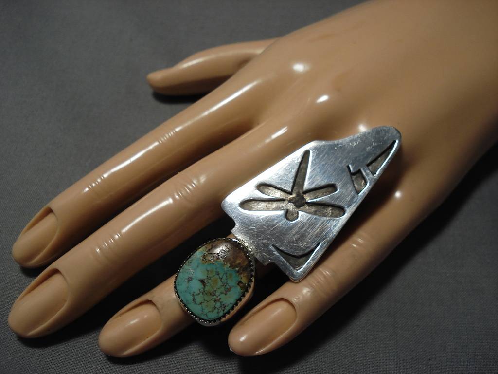 Arrowhead Love Sterling Silver Turquoise Ring for Women - Handmade Native American Jewelry, Boho Chic Accessories for Everyday Wear & Special Occasions