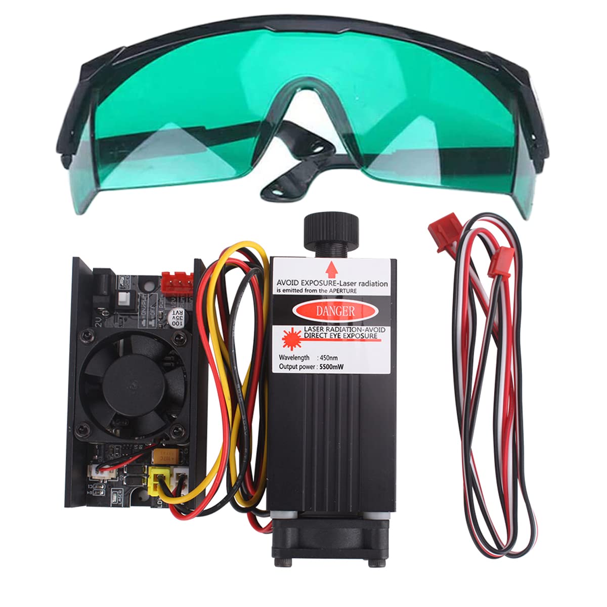 MYSWEETY 445nm 5.5W Laser Engraving Module Kit for CNC Router Machines - Compatible with 1610-Pro, 1810-Pro, 3018, 3018-Pro, 3018 Pro-M & 3018 Max Models | Perfect for DIY Wood Engraving, Metal Marking & Craft Projects