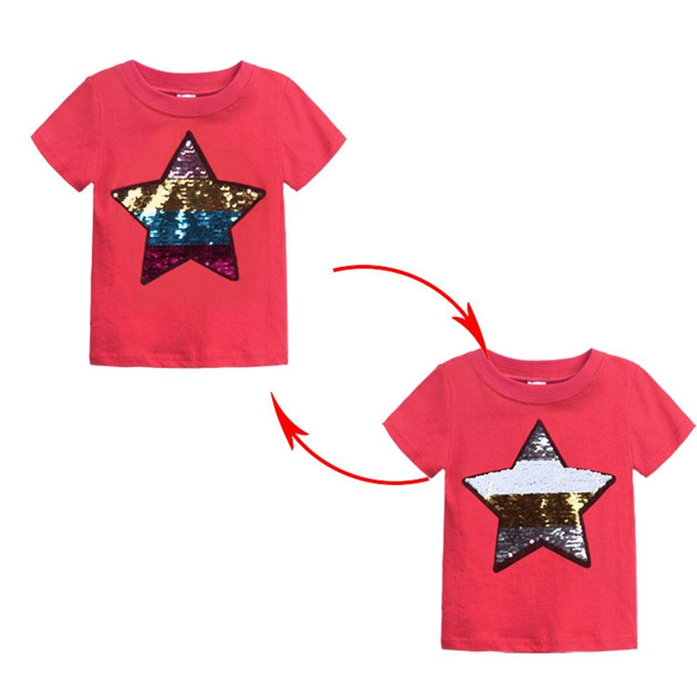 Kids Magic Flip Sequins T-Shirt - Short Sleeve Crew Neck Top for Play & Parties