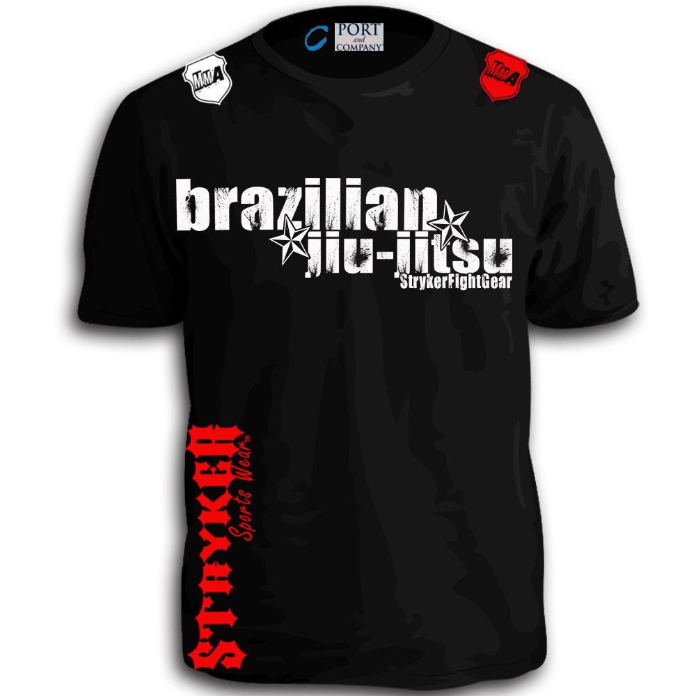 SFG Brazilian Jiu Jitsu Adult T-Shirt - Black, Red & White Logo Design - UFC MMA Training & Competition Top - 5XL Size - Perfect for BJJ Classes, MMA Gyms & Casual Wear
