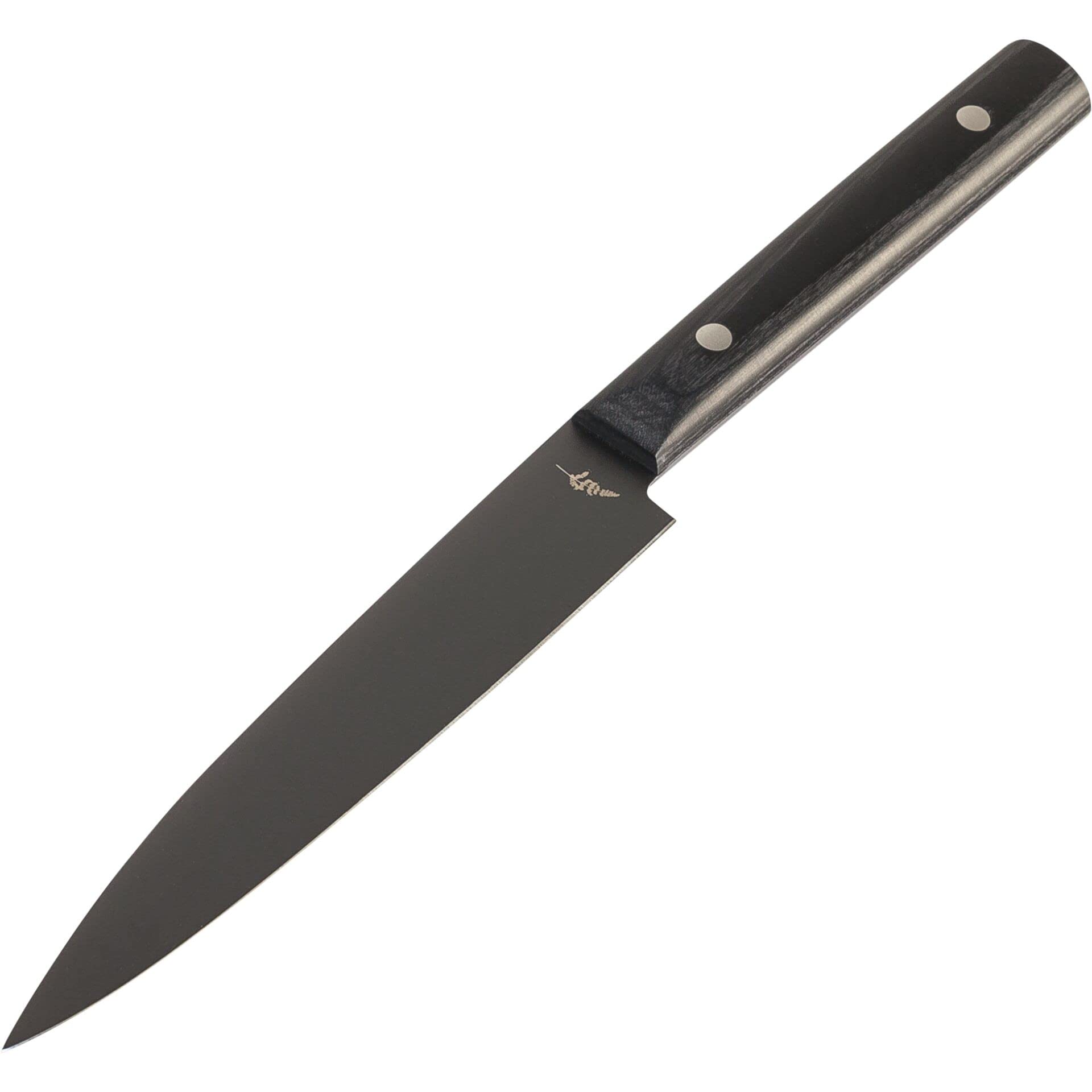 Michel BRAS Quotidien No. 3 Professional Kitchen Knife - 15cm Handcrafted Japanese AUS8A Stainless Steel Blade with Black Pakkawood Handle - Ultra Sharp Precision for Chefs & Home Cooking - Perfect for Slicing, Dicing & Food Prep