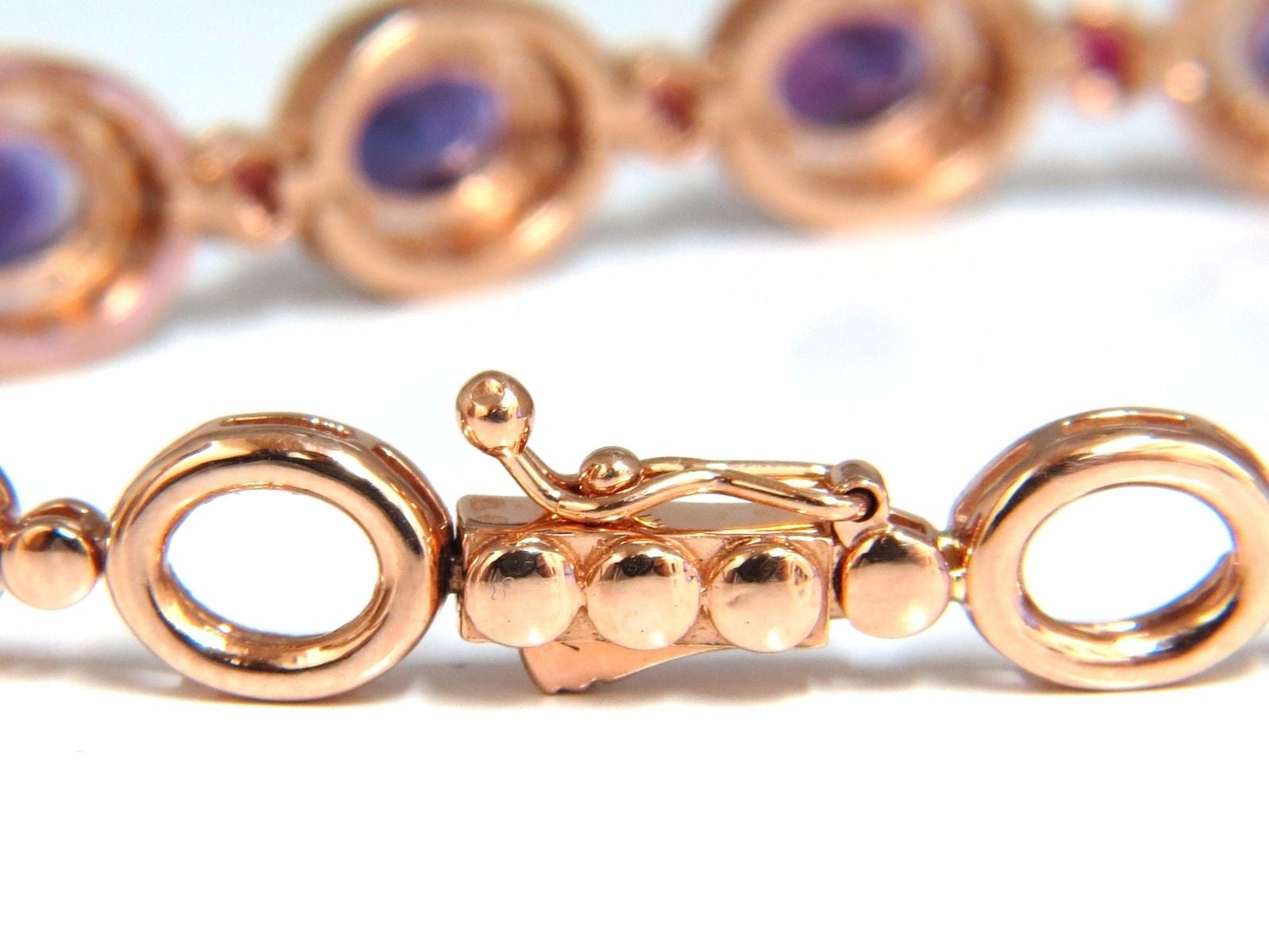 6.46ct Natural Amethyst & Ruby Diamond Halo Bracelet in 14K Gold - Elegant Jewelry for Weddings, Anniversaries & Special Occasions