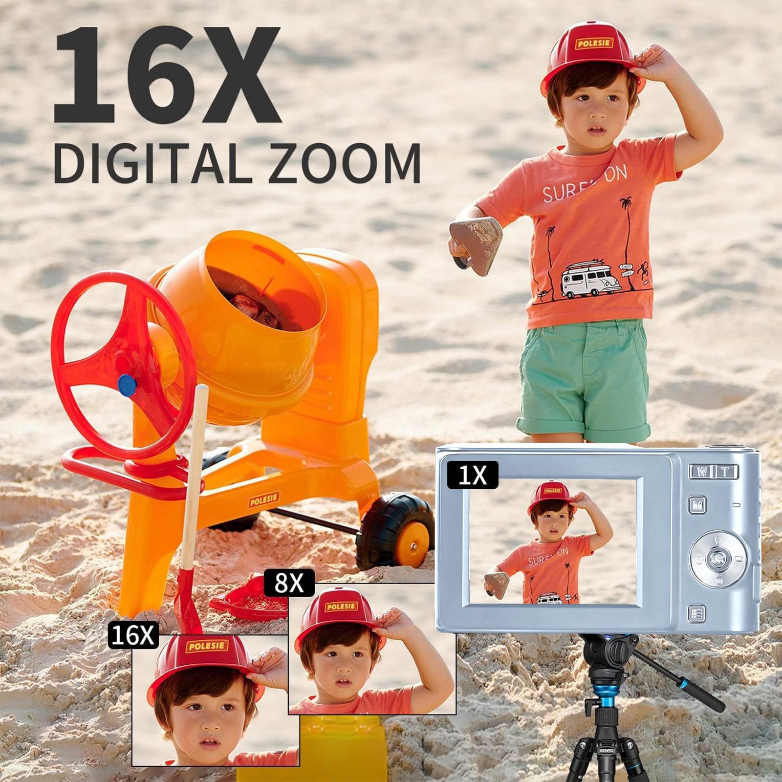 4K HD Digital Camera with 50MP Photos & 16x Zoom - Anti-Shake, Easy to Use Home Camera - Perfect for Travel, Vlogging, and Gift Giving