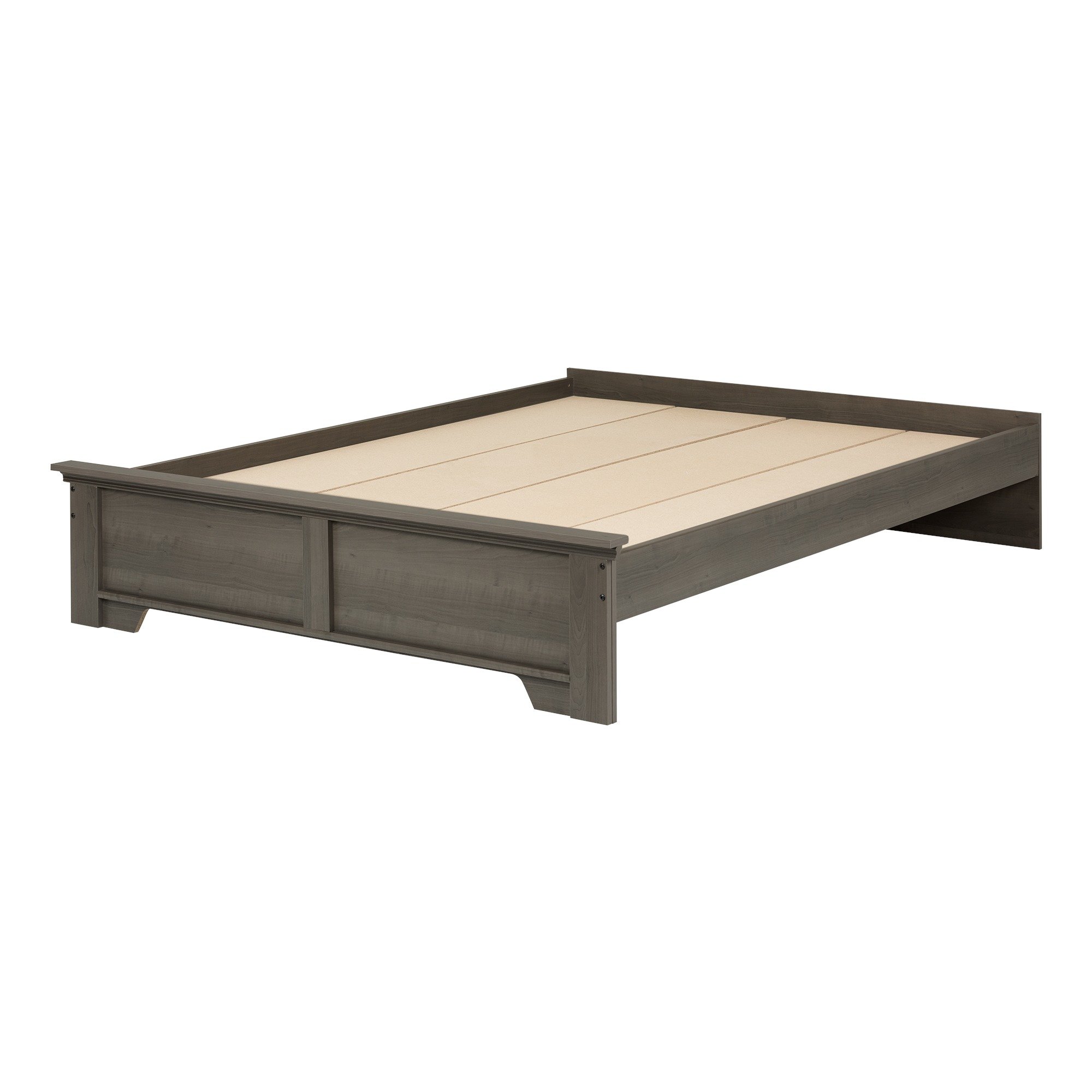 South Shore Versa Platform Bed Frame, Queen Size, Gray Maple Finish - Modern Minimalist Bedroom Furniture for Small Spaces & Apartments