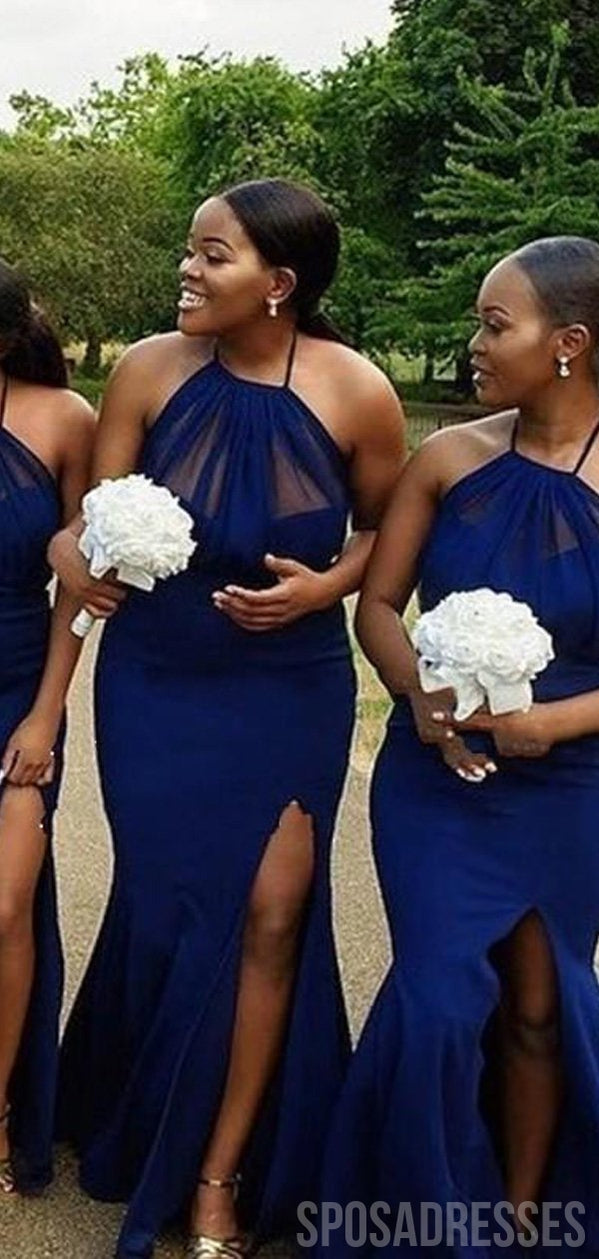Elegant Mermaid Side Slit Halter Sleeveless Bridesmaid Dress - WG828 | Perfect for Weddings, Parties & Formal Events | Affordable Online Purchase