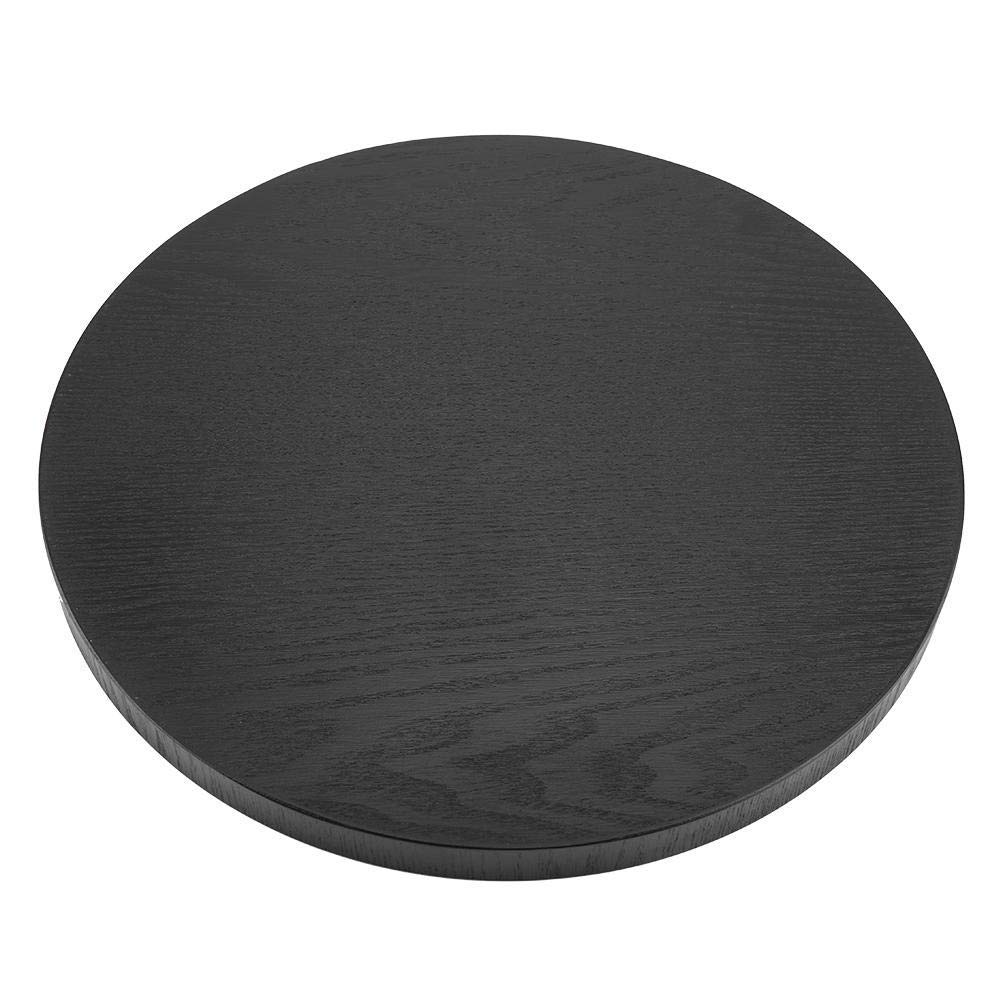 Solid Wood Round Serving Tray for Tea, Coffee, Snacks & Meals - Black Wooden Party Bar Breakfast Tray for Home, Office & Outdoor Entertaining