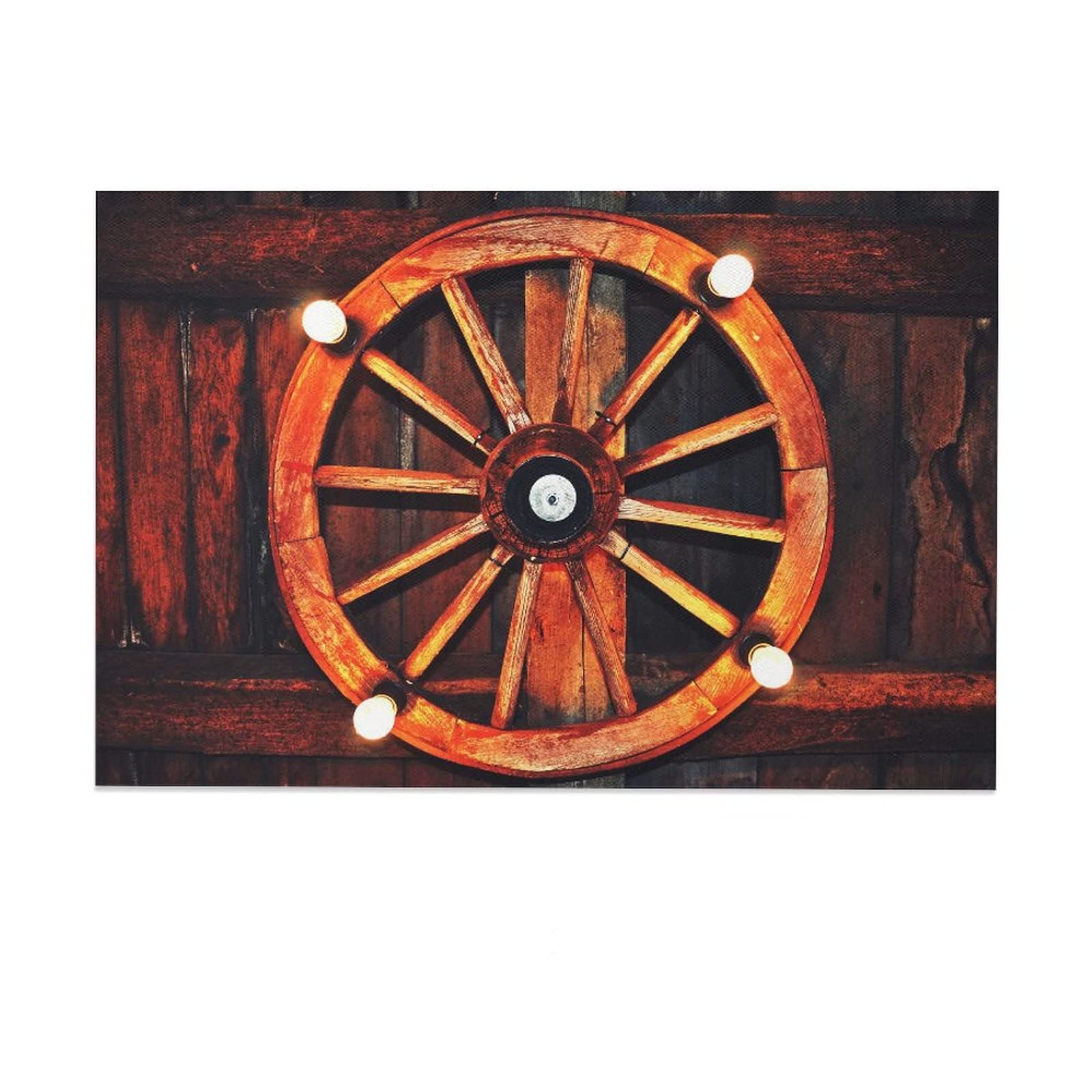 Vintage Wooden Wheel Nature Canvas Wall Art - 12x18 Inch (30x45cm) Sports Landscape Painting for Living Room, Bedroom & Office Decor - Perfect Gift Idea for Home & Office Decoration | Enhance Your Space with Rustic Charm