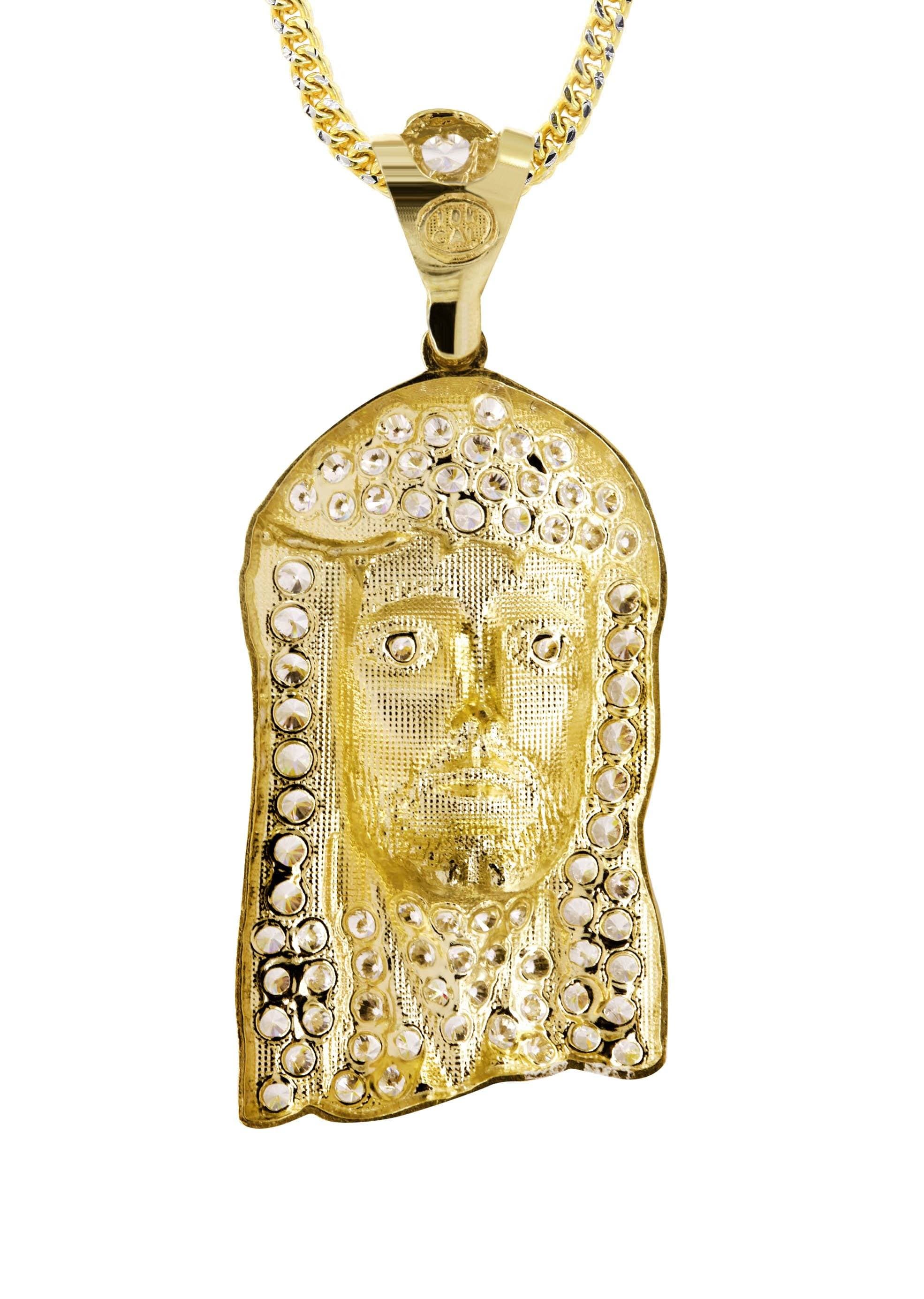 10K Yellow Gold Jesus Pendant Necklace for Men - 21.5 Grams Religious Jewelry - Perfect for Church, Gifts & Hip-Hop Fashion