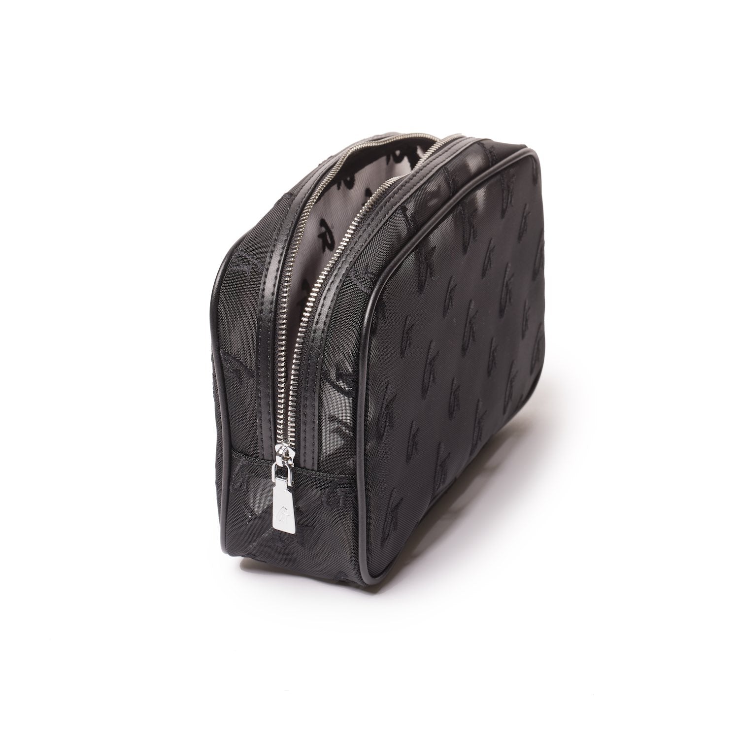 Small Mesh Monogram Toiletry Bag - Black | Travel Cosmetic Organizer for Women & Men | Perfect for Gym, Vacation, Camping & Weekend Getaways