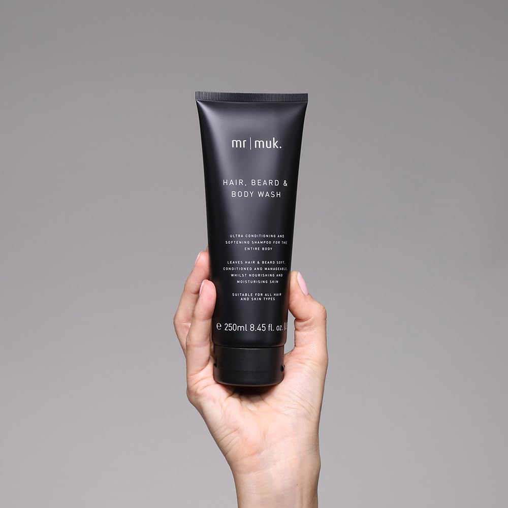 Mr MUK All-in-One Hair, Beard & Body Wash for Men - Natural & Hydrating Shampoo & Body Cleanser - Perfect for Gym, Travel & Daily Use
