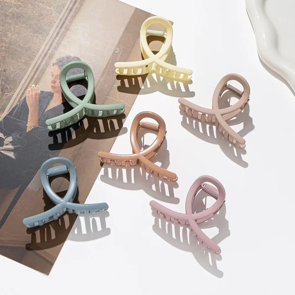 Radhya Matte Claw Hair Clips for Women & Girls - 2 Pack Infinity Shape Hair Clutchers | Valentine's Day Gift for Her | Perfect for School, Work, and Everyday Hairstyles