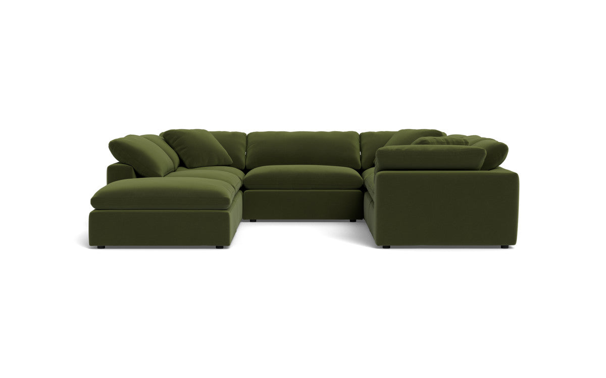 Fluffy 6-Piece Sectional Sofa with Ottoman - Soft Modular Couch Set for Living Room, Lounge & Family Room - Perfect for Relaxing, Entertaining & Movie Nights
