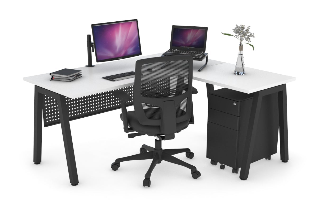 L-Shaped Corner Office Desk with Quadro A Legs - 1800L x 1700W - Modern Ergonomic Workstation for Home Office, Gaming & Study Spaces