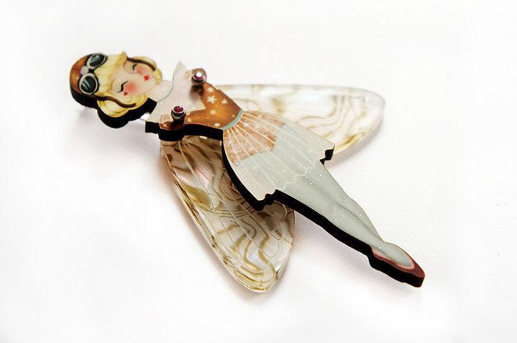 Laliblue Butterfly Woman Halloween Brooch Pin - Elegant Costume Jewelry for Women, Cosplay & Gothic Fashion Accessories - Perfect for Halloween Parties, Costume Events & Themed Outfits