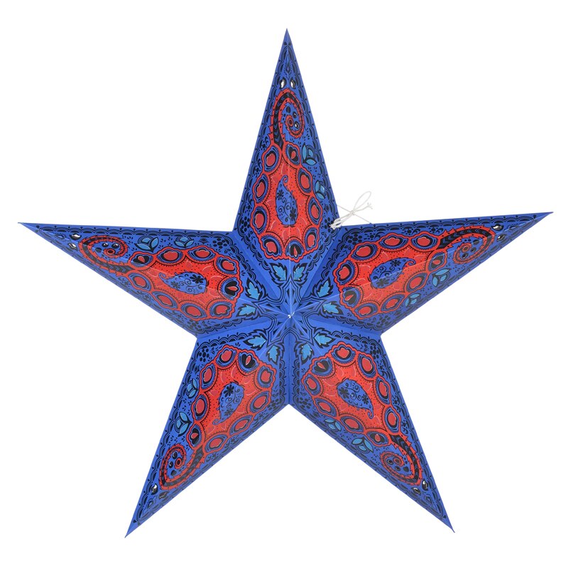 3 Pack Blue Paisley LED Star Lanterns - 24