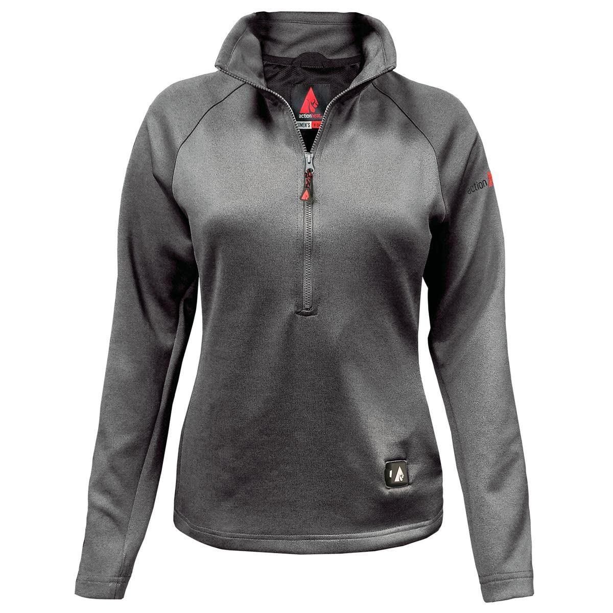 ActionHeat 5V Battery Heated 1/2 Zip Pullover Shirt for Women - 3-Zone Heating System with Touch-Button Technology, Grey XL - Perfect for Winter Sports, Outdoor Activities & Cold Weather Commuting