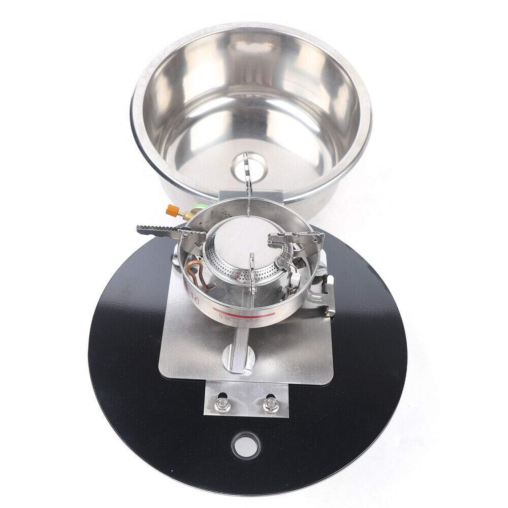 Portable 300x130mm Single Burner LPG Gas Stove for Camping, Caravan, Boat & Outdoor Cooking - Compact Gas Cooktop with Sink Combo & Glass Lid (Model GR-532E, No Faucet) | Perfect for RV Trips, Picnics & Emergency Preparedness