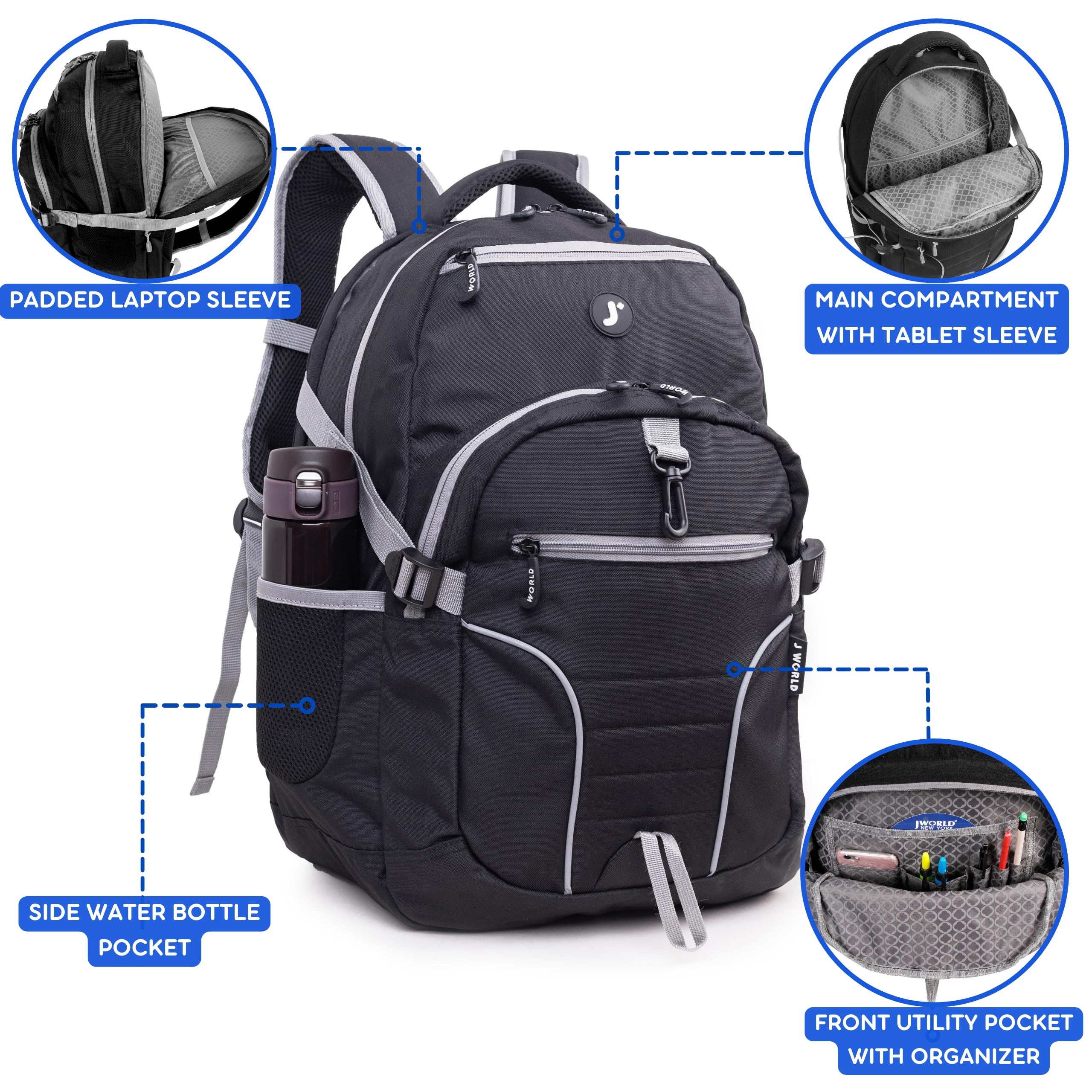 J World New York Atom Multi-Compartment Laptop Backpack - 18.5