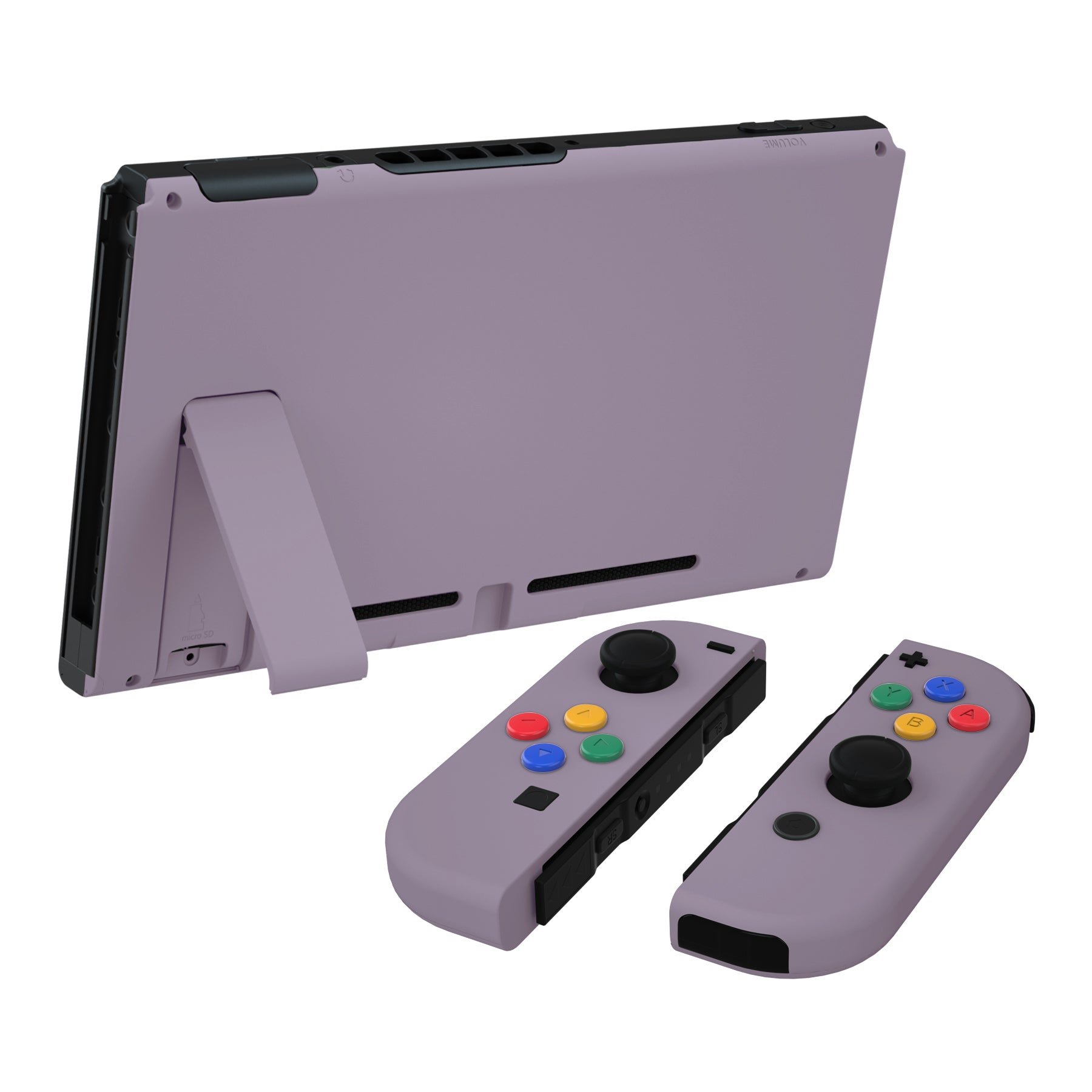 eXtremeRate Dark Grayish Violet Soft Touch Grip Backplate for Nintendo Switch Console & Joy-Con Controllers - Full Set Buttons Included - DIY Replacement Shell for NS Switch (Model QP341) - Perfect for Gaming, Travel, and Custom Mods