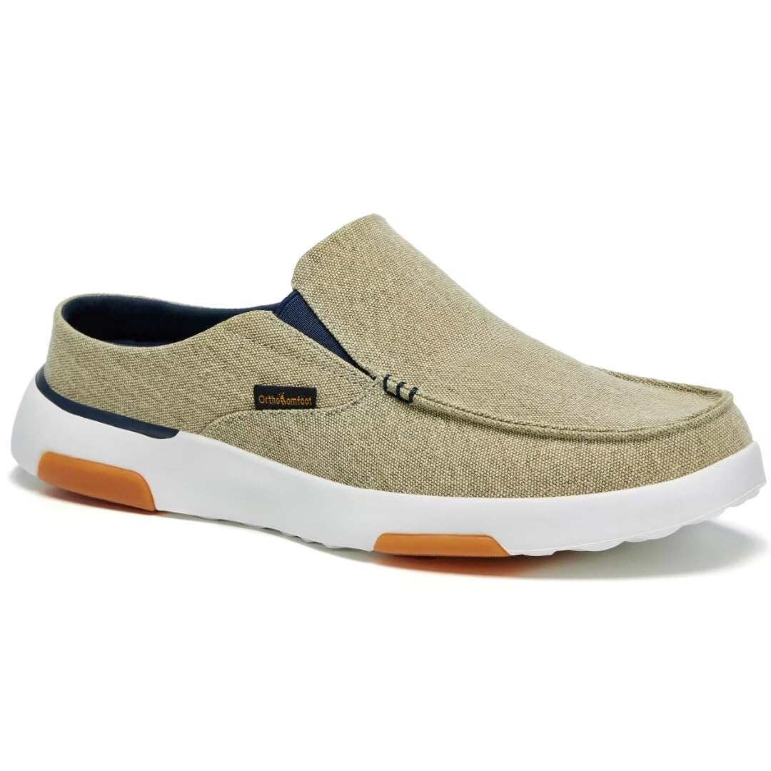 OrthoComfoot Men's Orthopedic Slip-On Loafers - Arch Support Walking Shoes for Plantar Fasciitis, Flat Feet & Heel Pain Relief - Comfortable Orthotic Casual Shoes for Work, Travel & Daily Wear