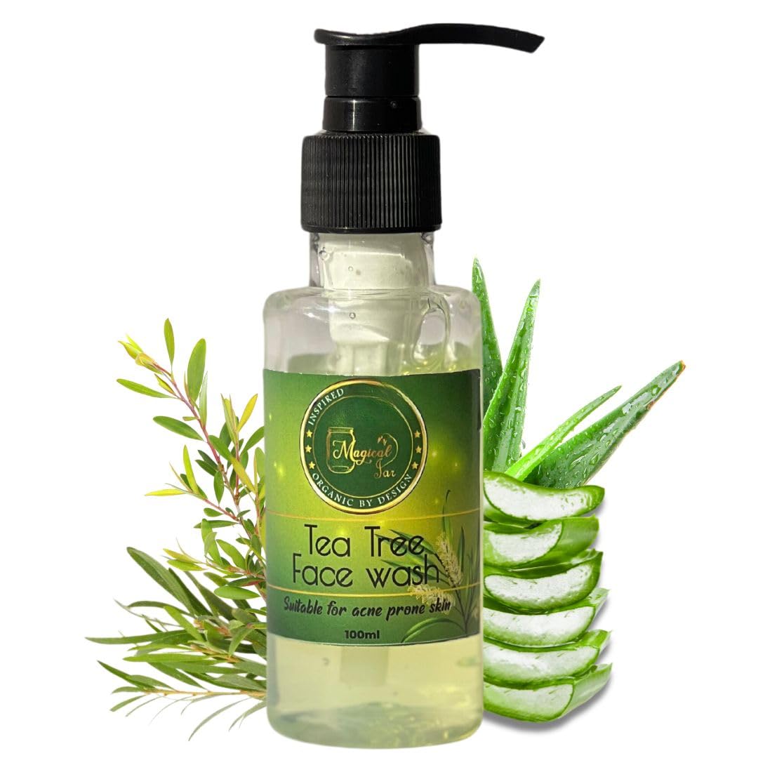 Magical Jar Tea Tree Face Wash for Acne & Pimple Treatment - Deep Cleansing Oil Control Facial Cleanser for Oily & Sensitive Skin - Perfect for Daily Skincare Routine & Travel