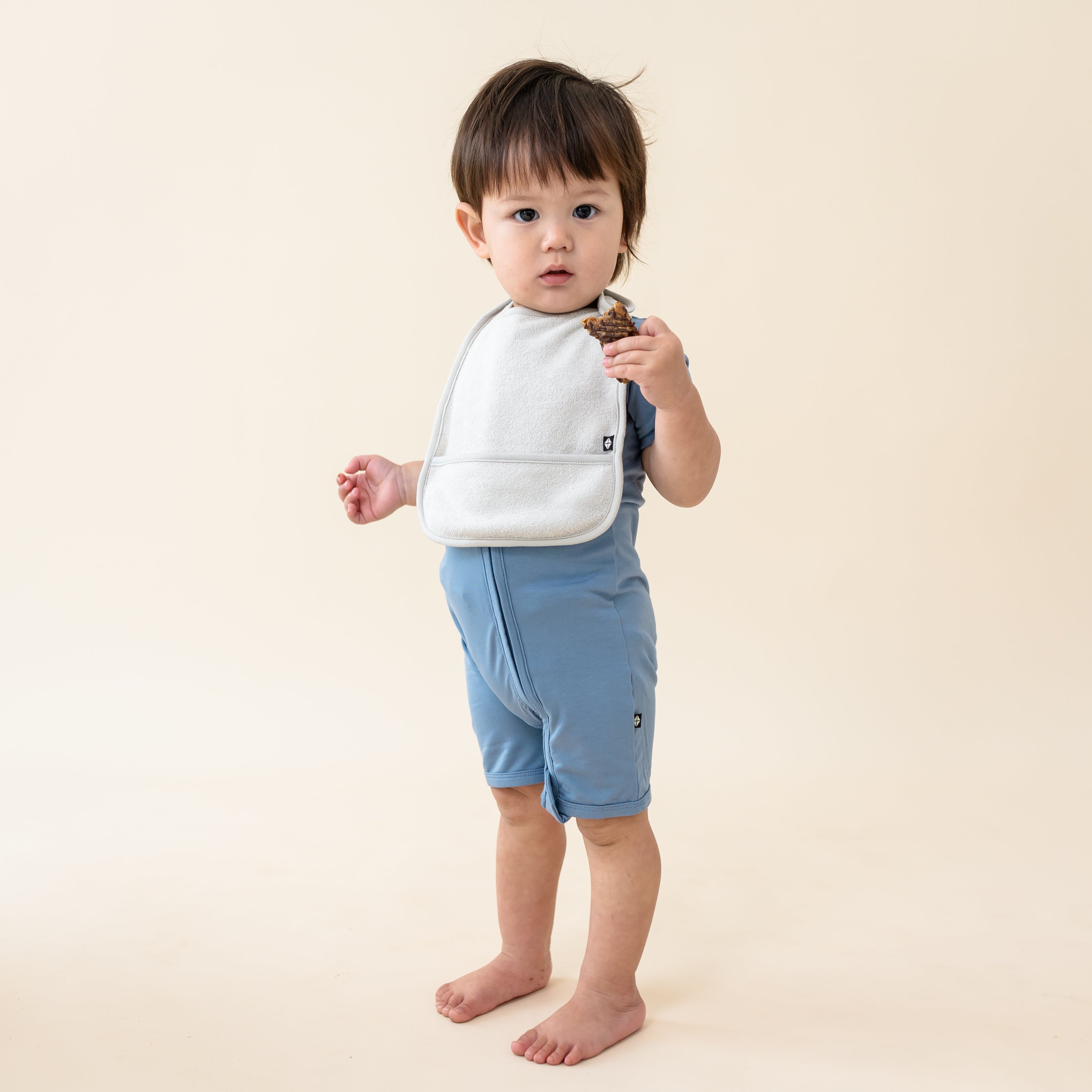 Premium Terry Pocket Bib in Oat - Soft Absorbent Baby Drool Bib for Feeding & Teething - Ideal for Mealtime, Daycare & On-the-Go Use