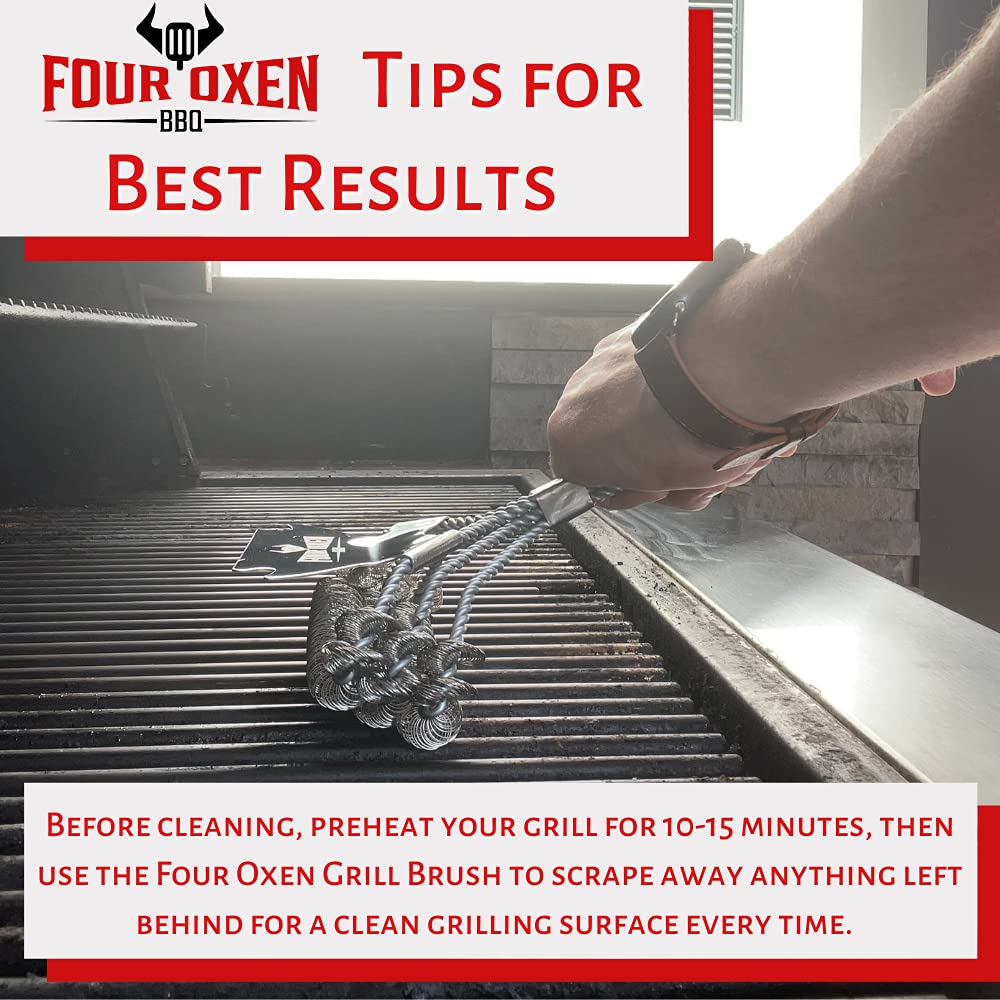 Stainless Steel Grill Brush and Scraper - Bristle-Free BBQ Cleaning Tool for Gas, Charcoal & Electric Grills - 16.5