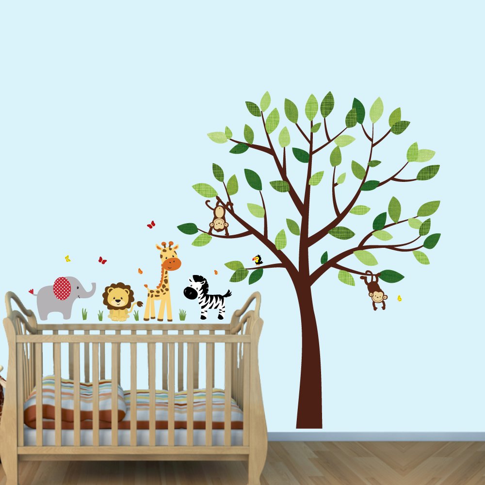 Vinyl Tree Decals - Evergreen Jungle Wall Stickers for Kids Room Decor | Perfect for Nursery, Playroom & Classroom Themes