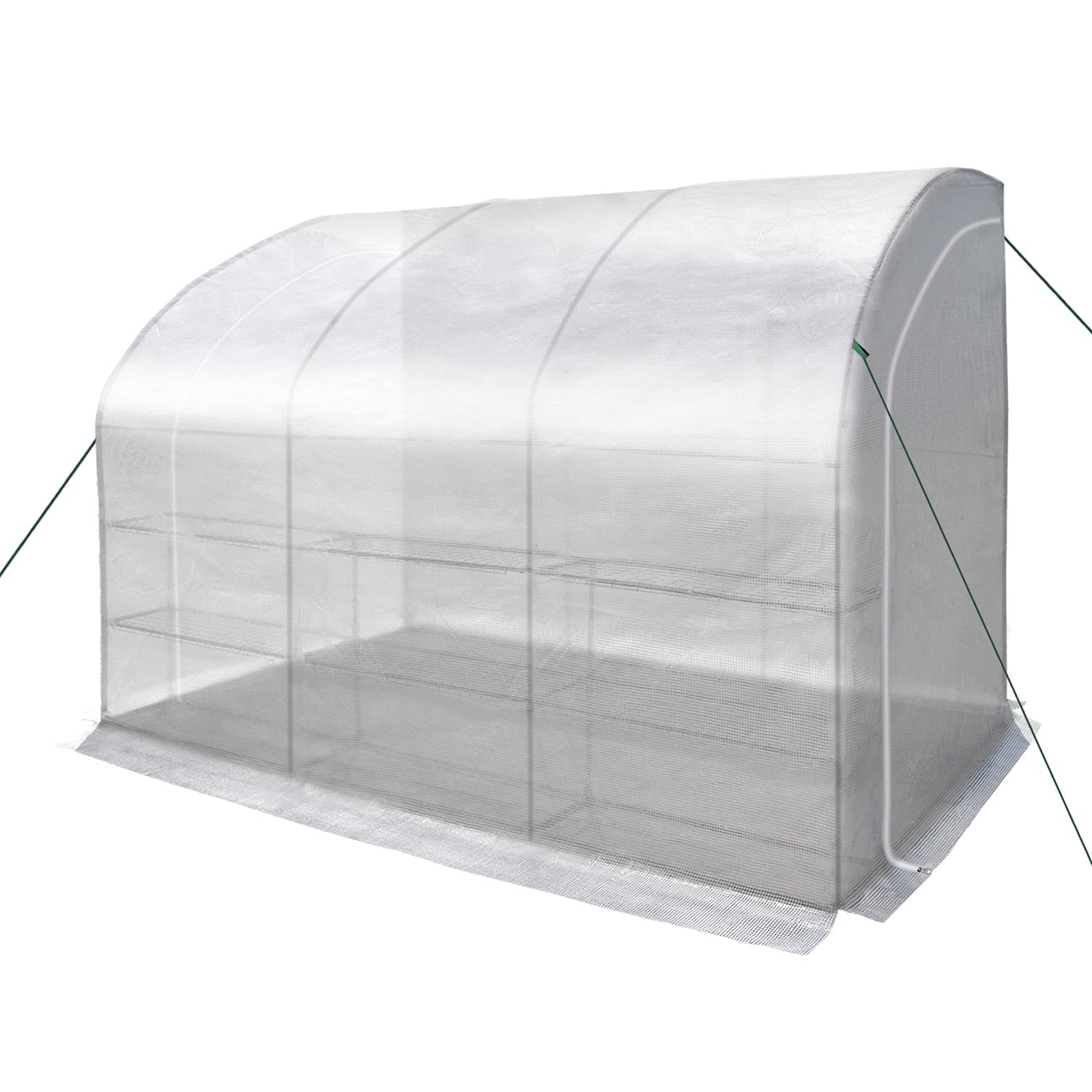 BenefitUSA 10x5x7ft Walk-in Greenhouse - Large Portable Outdoor Garden Hot House with 3 Tiers & 6 Shelves, Waterproof White Structure for Plants, Flowers & Vegetables | Perfect for Backyard Gardening, Urban Farming & Seasonal Plant Protection