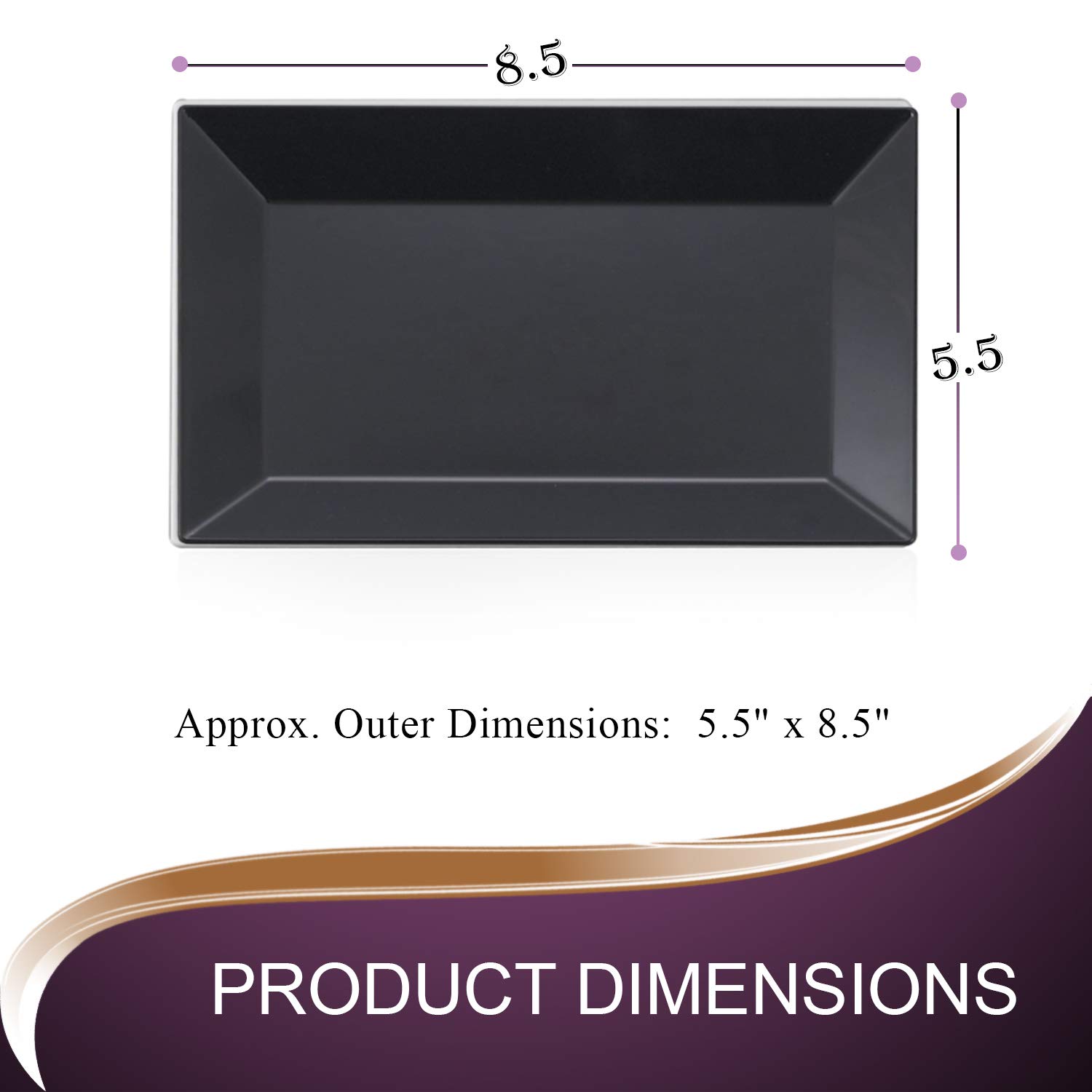 Elegant Disposable Plastic Dessert Plates 120 Pcs - Rectangle Black Salad Appetizer Plates Bulk for Wedding, Birthday Party & Special Events | Perfect for Catering, Buffets & Home Entertaining