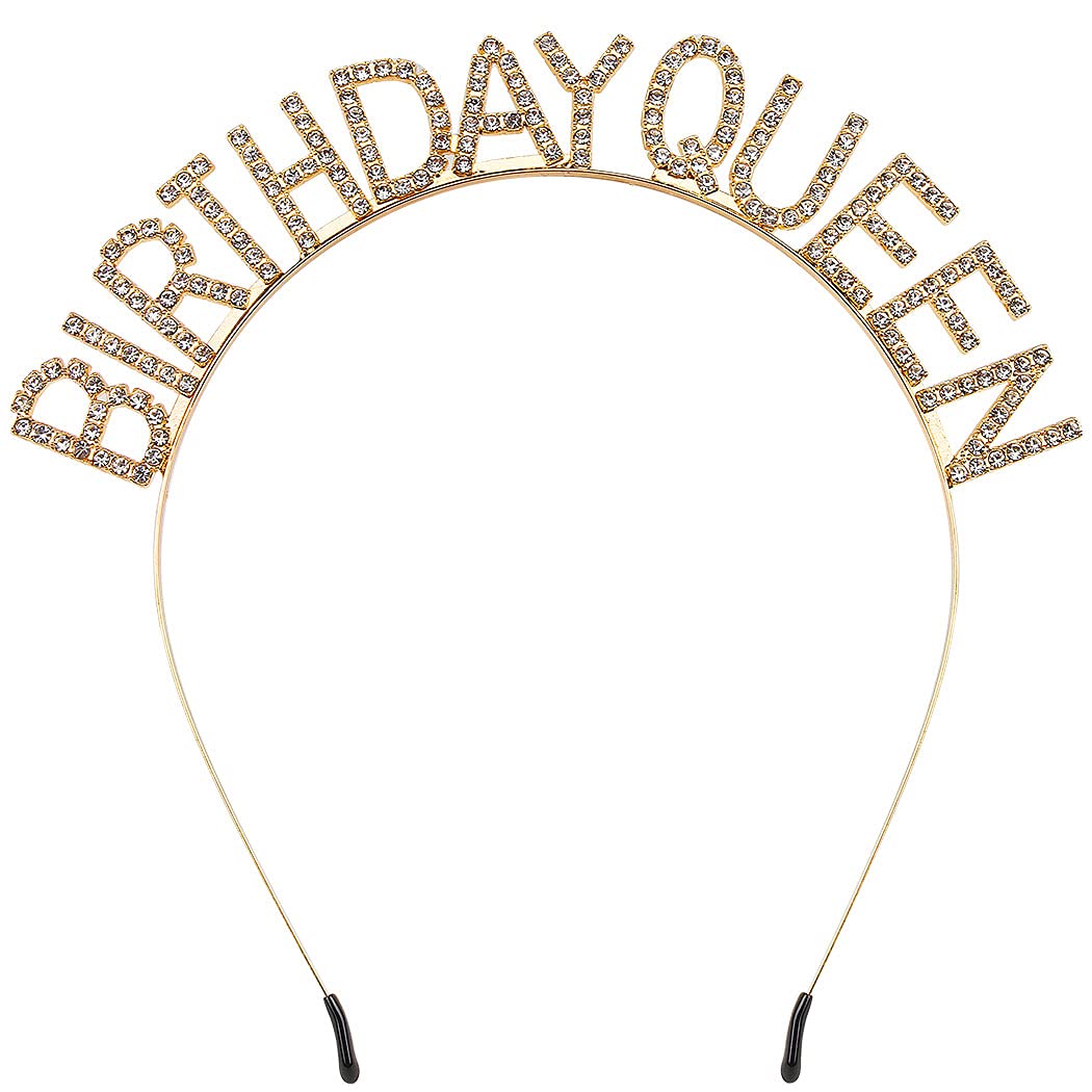 Gold Rhinestone Birthday Crown for Women & Girls - Elegant Princess Tiara Headband for Birthday Queen, Party Accessories | Perfect for Birthday Celebrations, Bachelorette Parties & Special Events