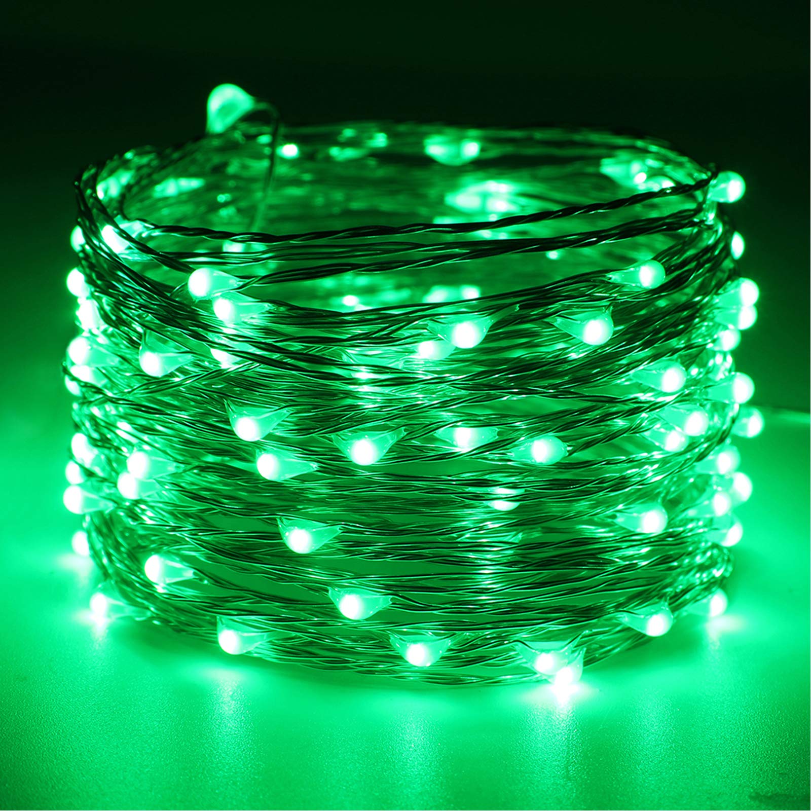 RUICHEN 33 Ft 100 LED Silver Wire Fairy Lights with Spool - Plug in Indoor/Outdoor String Lights for Bedroom, Wedding, Party & Garden Decor