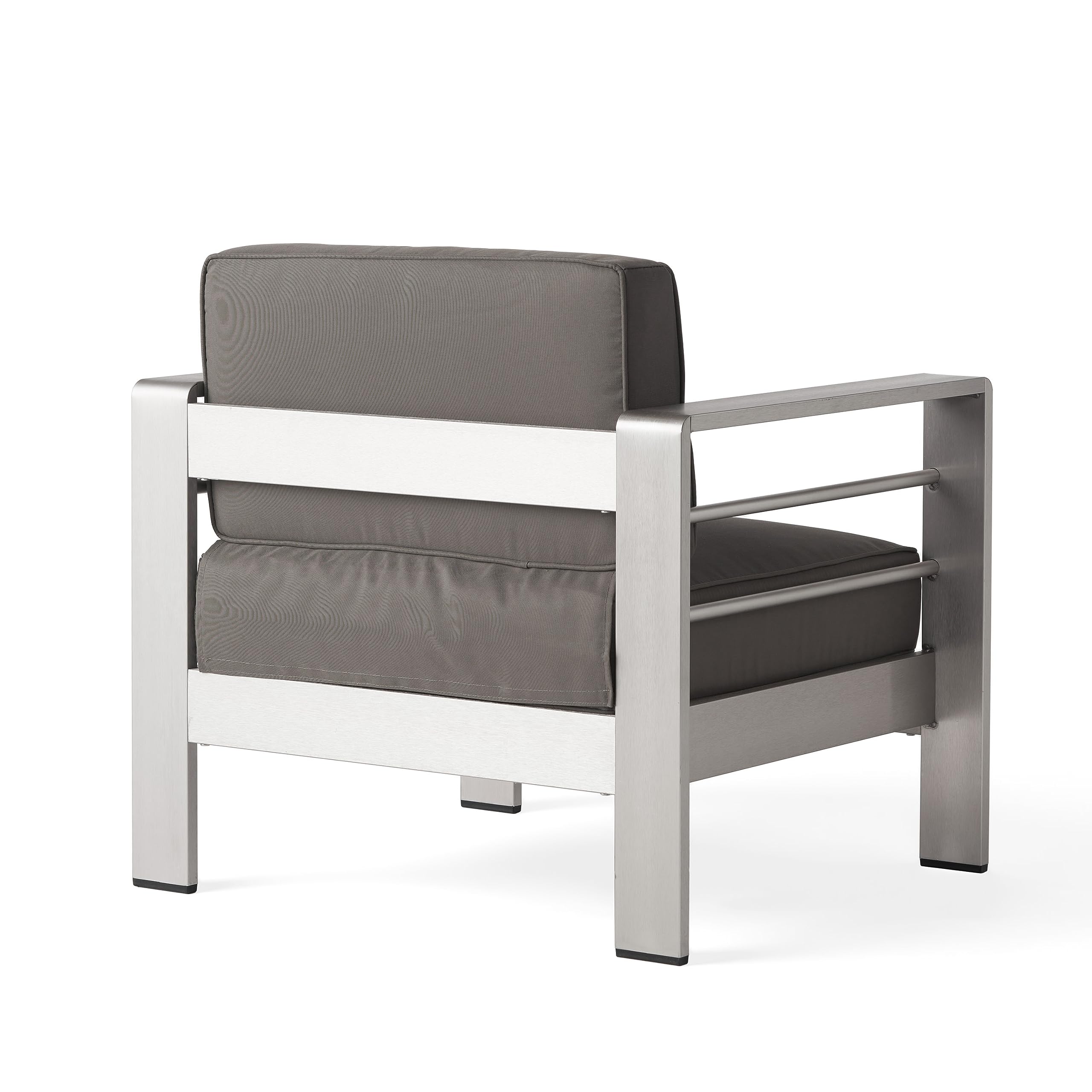 Christopher Knight Home Nicole Outdoor 7-Piece Patio Sofa Set with Coffee Table in Silver & Khaki - Perfect for Backyard, Garden, and Poolside Relaxation