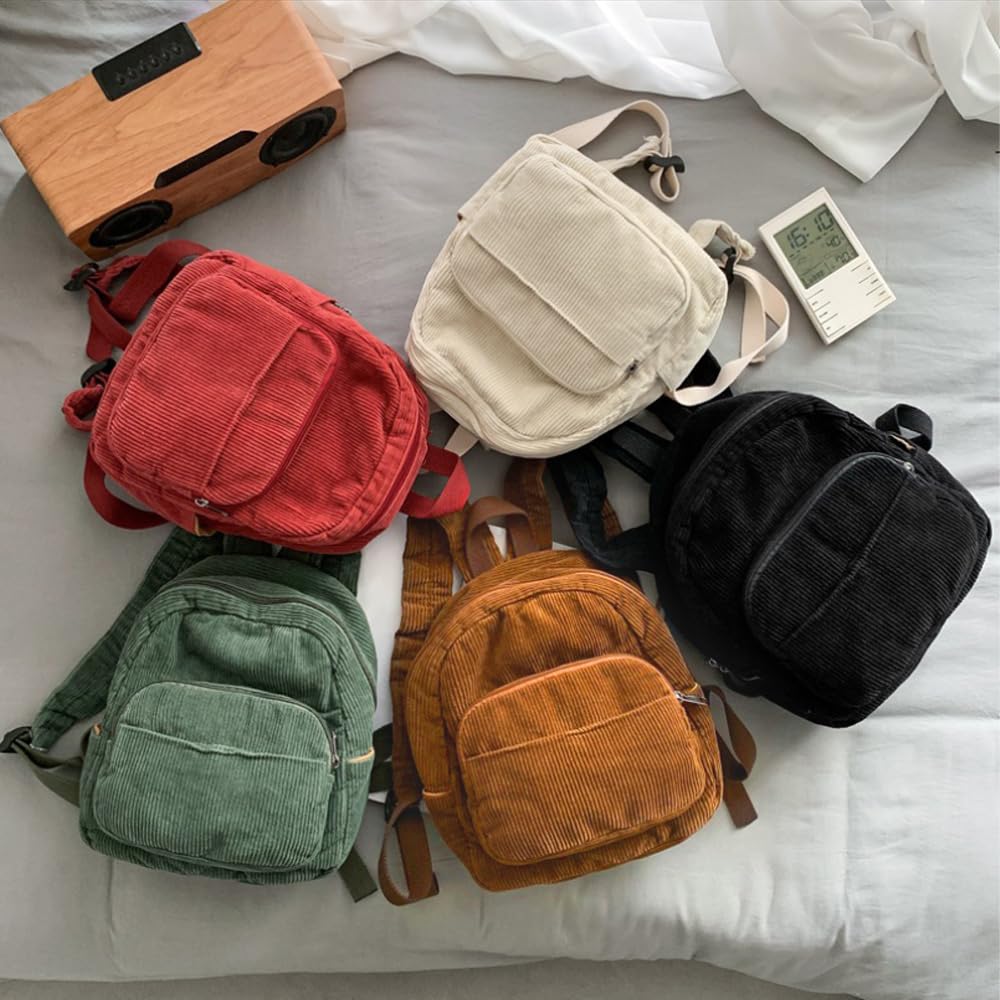 GGOOB Small Cute Mini Backpack Purse for Women - Aesthetic Corduroy Tiny Bookbag - Perfect for Travel, School & Everyday Use