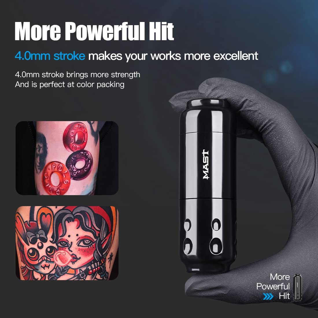 Professional Cordless Tattoo Pen Machine Kit - Mast Sensor T1 Battery Power Supply with Cartridges & Needles for Tattoo & Scalp Artists | Portable Tattooing for Studios & Travel Use