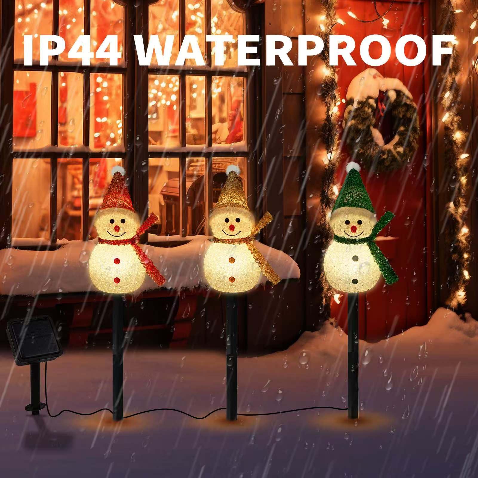 LIGHTSHINE 3PCS Snowman Solar Christmas Lights - Waterproof Outdoor Pathway Stake Decorations for Garden, Yard, Porch | Perfect for Holiday Lawn Decor & Winter Party Lighting