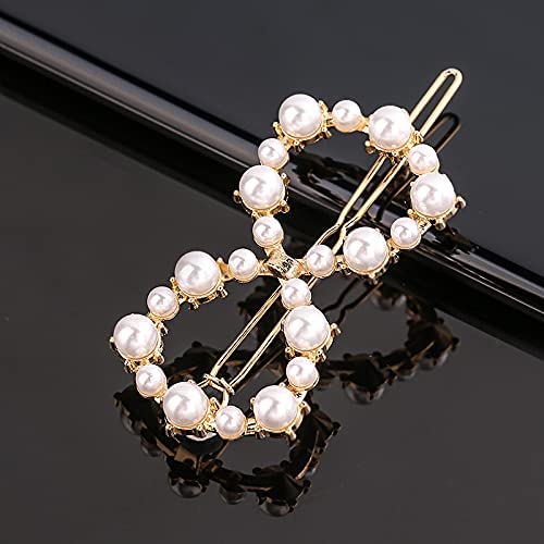 Panaakhi Gold Plated Geometric Hair Clips Set of 6 - Pearl & Cubic Zircon Embellished Hair Accessories for Women & Girls | Perfect for Weddings, Parties & Everyday Elegance