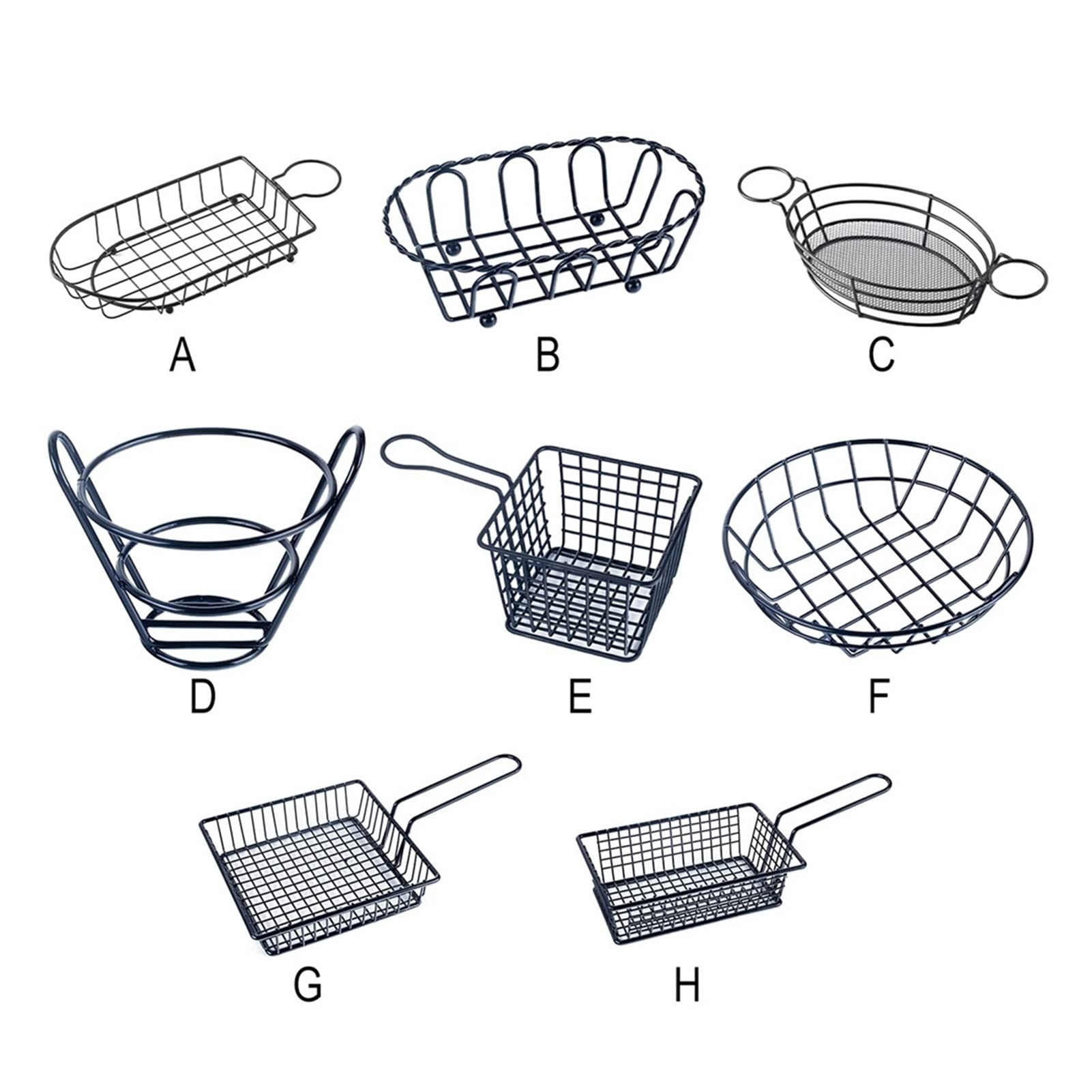 Stainless Steel French Fry Basket - TOMYEUS Potato Chips Fryer Mesh Strainer for Cooking, Snacks & Kitchen Tools (Color: Black) - Perfect for Restaurants, Food Trucks & Home Kitchens
