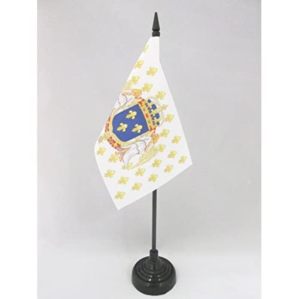 AZ FLAG Kingdom of France Angels Table Flag 4x6 Inches - French Royal Desk Flag 15x10 cm with Black Plastic Stick & Base - Perfect for Historical Displays, Office Decor, and Gift Giving