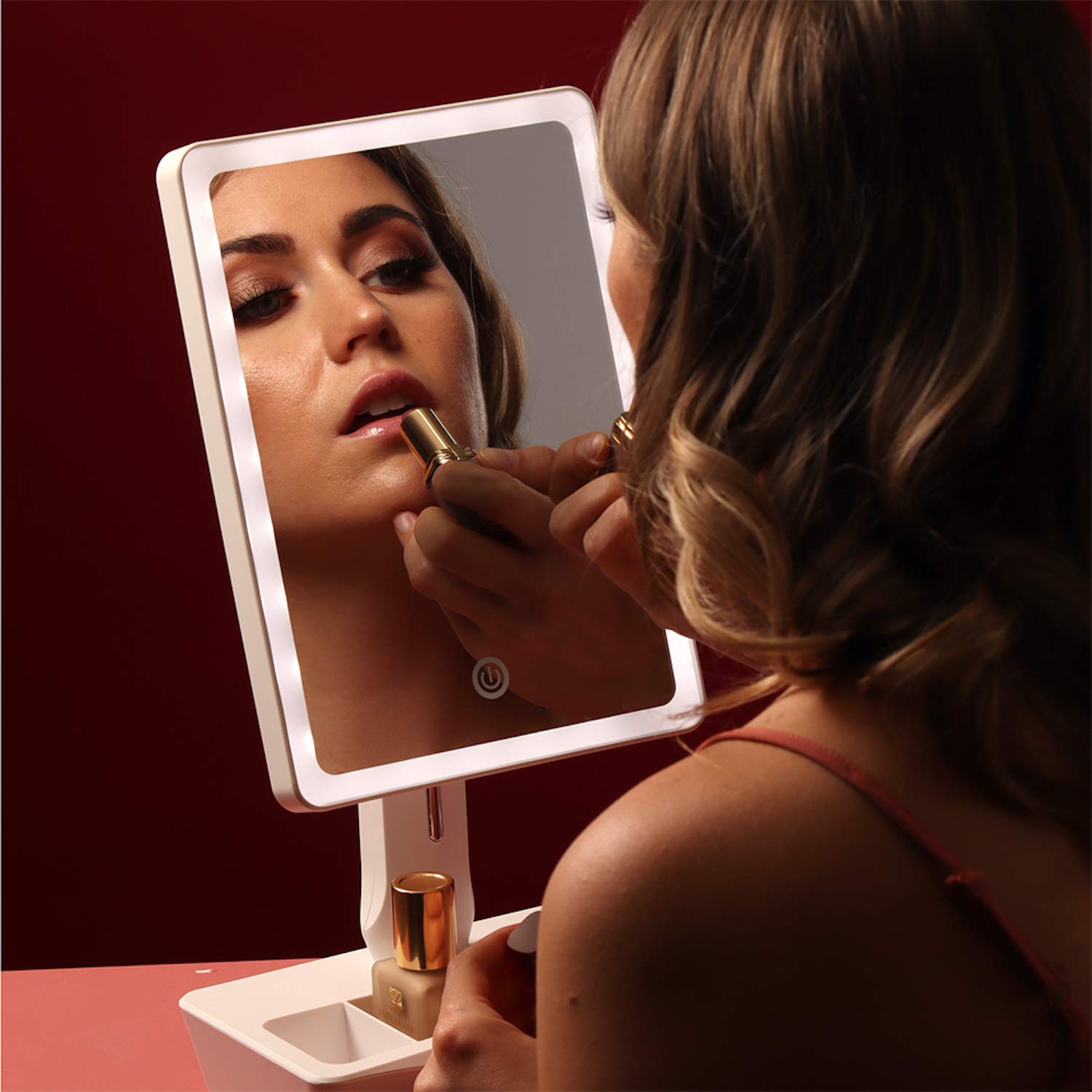 Fancii LED Lighted Large Vanity Makeup Mirror with 10X Magnifying Mirror - Dimmable Natural Light, Touch Screen, Dual Power, Adjustable Stand with Cosmetic Organizer - Perfect for Professional Makeup Artists, Home Vanity & Travel Use