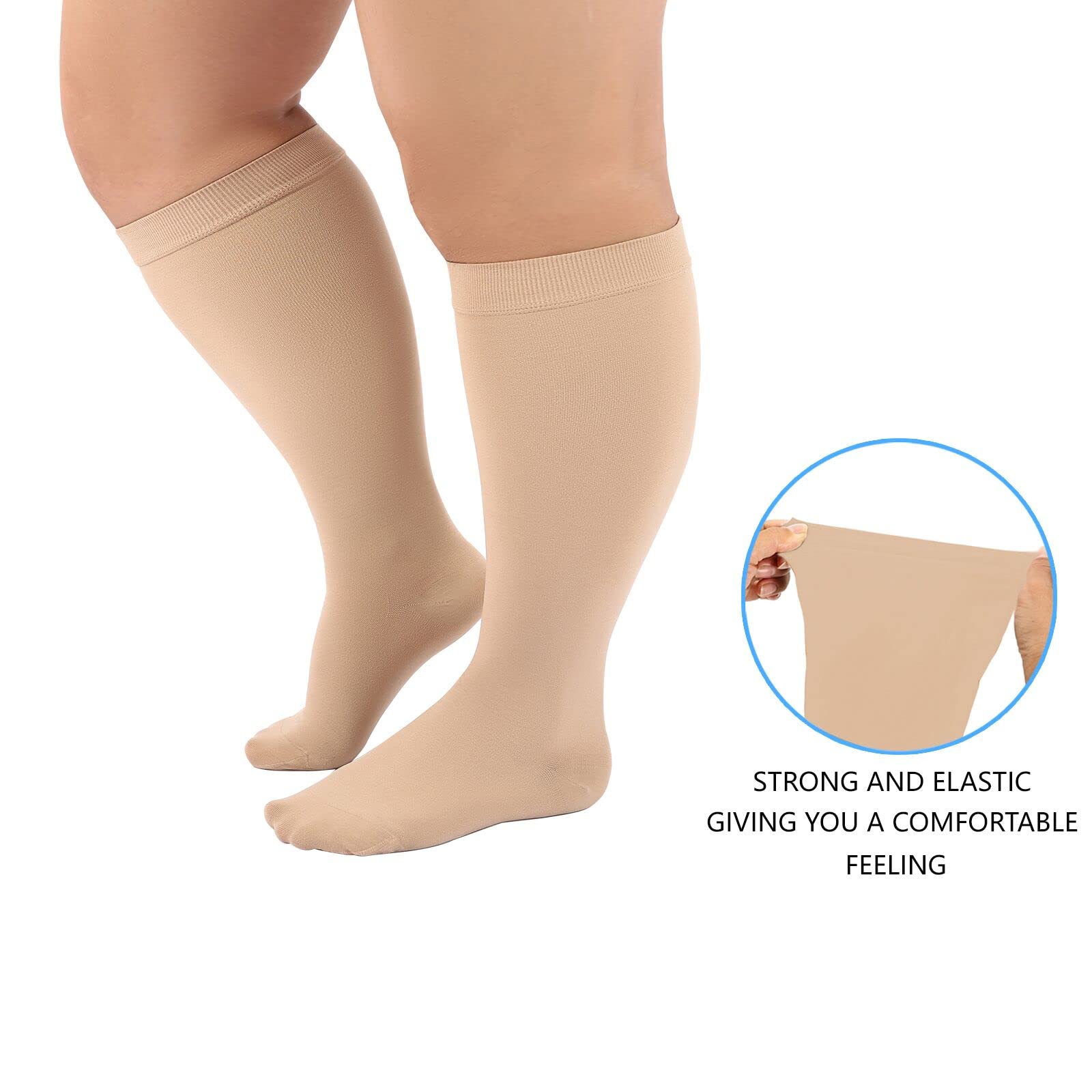 Best Compression Socks for Women & Men - Plus Size & Wide Calf Support - Extra Large Medical Stockings for Circulation, Travel & Recovery