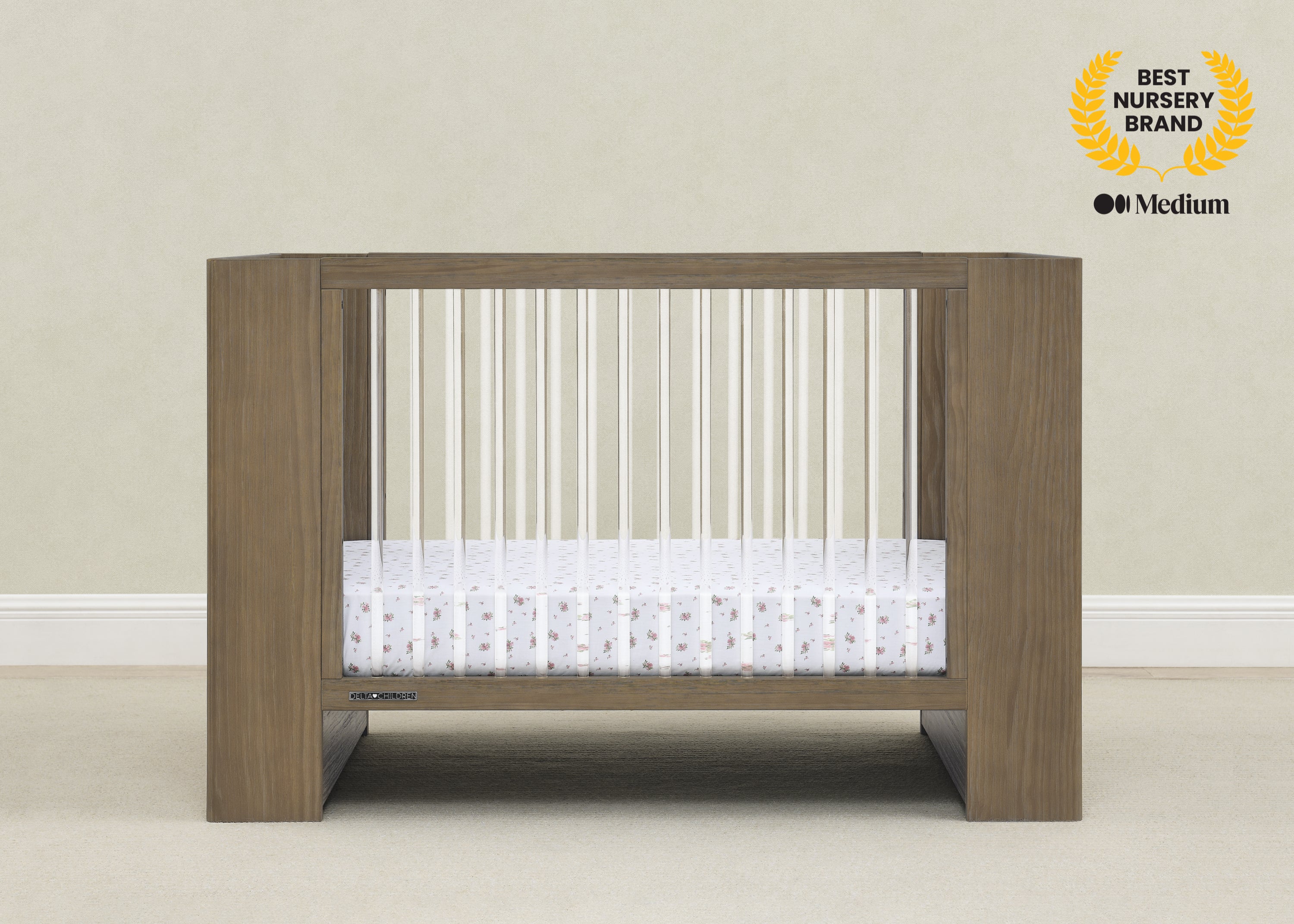 Aerin 4-in-1 Convertible Baby Crib - Toddler Bed, Daybed & Full-Size Bed | Safe & Stylish Nursery Furniture for Newborns to Teens | Perfect for Baby Rooms, Daycare Centers & Guest Bedrooms
