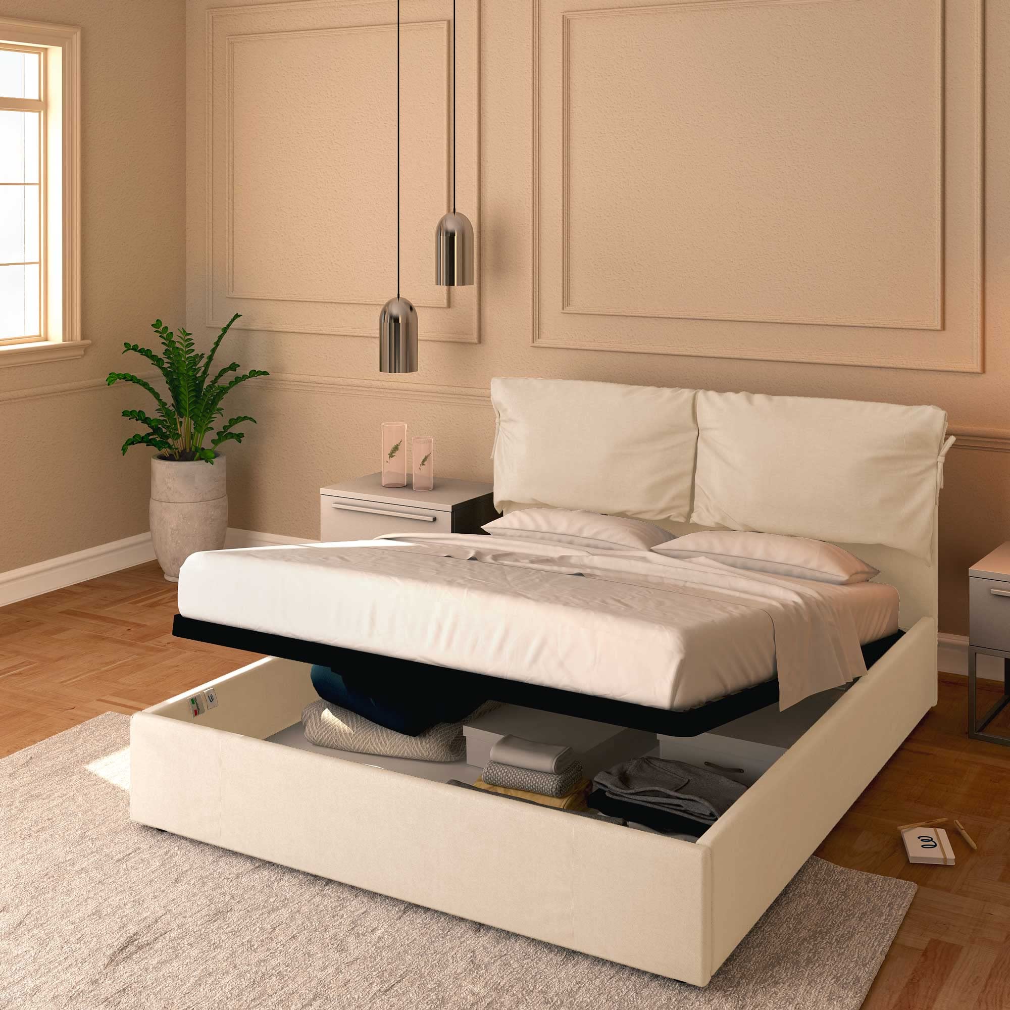 Baldiflex Single Bed with Storage - Licia Soft Synthetic Leather Upholstery, Slatted Base for Single Mattresses, 160 x 200 cm, Padded Headboard in White - Perfect for Small Bedrooms, Guest Rooms & Studio Apartments