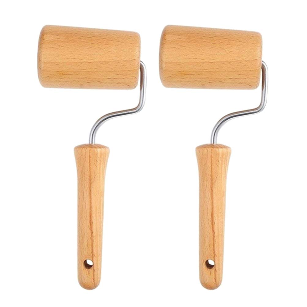 Milisten 2-Piece Wooden Cookie Cutter Roller Set - Embossed Pastry Dough Roller for Biscuits, Pizza, Noodles & More - Perfect for Baking, Cooking & Kids' Kitchen Activities